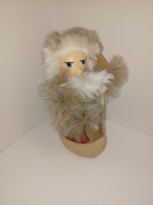 Trapper Statue Figure Gnome Outdoorsman Hunter Unique Figure With Oar and Wooden Canoe Rare - Gnome - Statue - Outdoorsman gift - Trapper