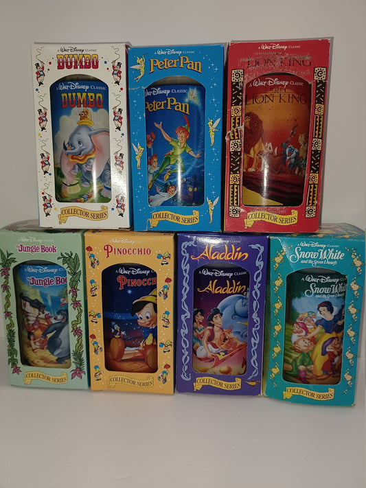 Walt Disney Glasses - Disney Collector Glasses - Burger King Classes - 1990s Disney - Jungle Book - Aladdin - Pinocchio - Snow White