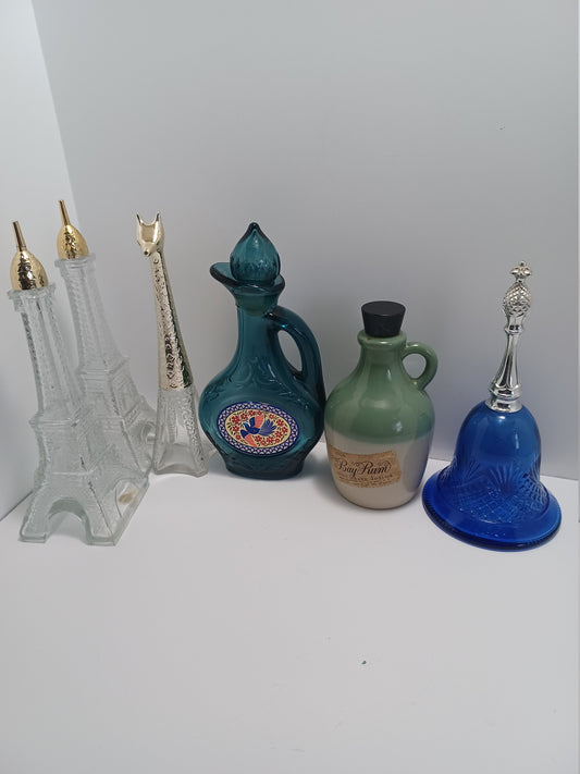 Vintage Avon Perfume Bottles Aftershave Cologne Bell Bottom 1976 Bay Rum 1960s Eiffel Tower Giraffe - Avon - Avon Glass - Vintage Avon