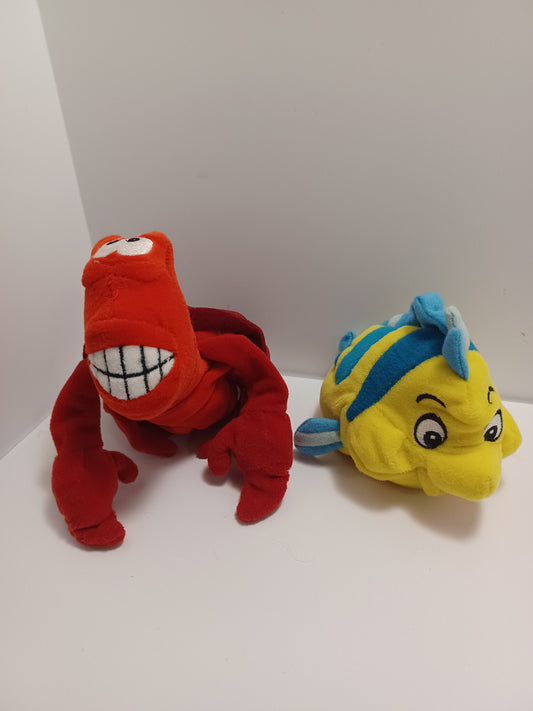 Vintage Exclusive Disney Store Plush The Little Mermaid Flounder & Sebastian - The Little Mermaid - Plush - Disney Plush - Vintage Disney