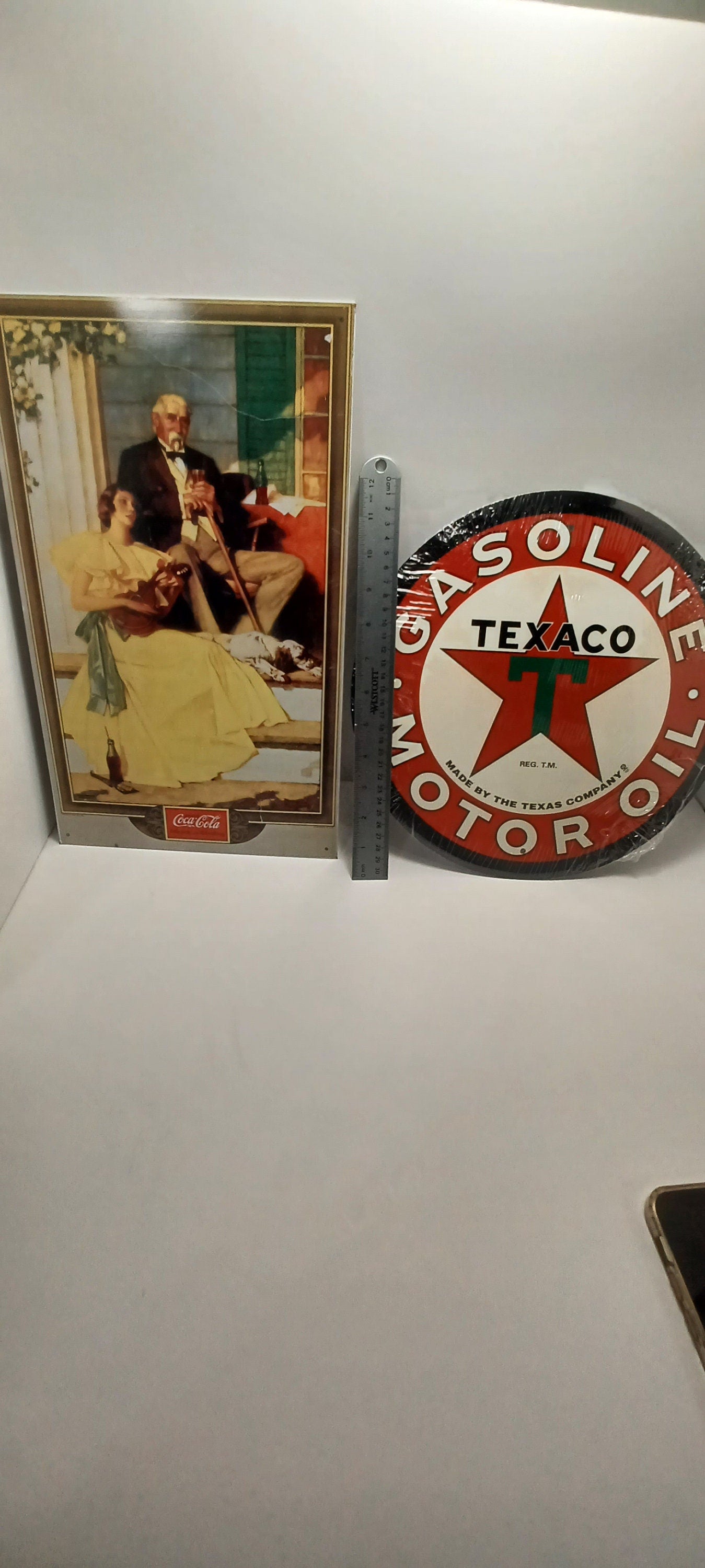 Texaco Sign Norman Rockwell Coca Cola 1999 Sign - Vintage Signs - Coca Cola - Coca Cola Signs - Texaco - Texaco Signs - Metal Signs