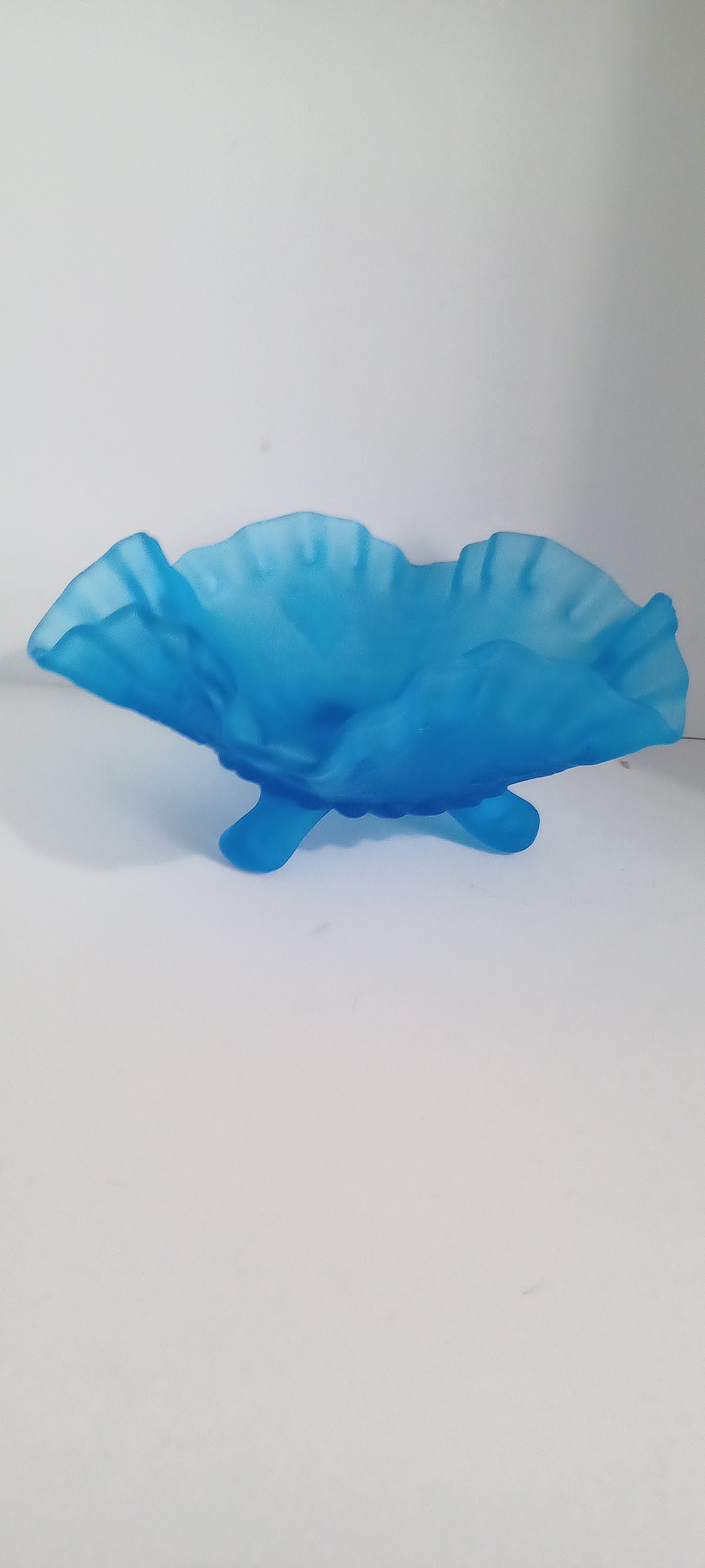 Vintage Westmoreland Paneled Blue Mist Crimpted Footed Candy Dish - Vintage Glass - Westmoreland - Candy Dish - Glass - West More Land