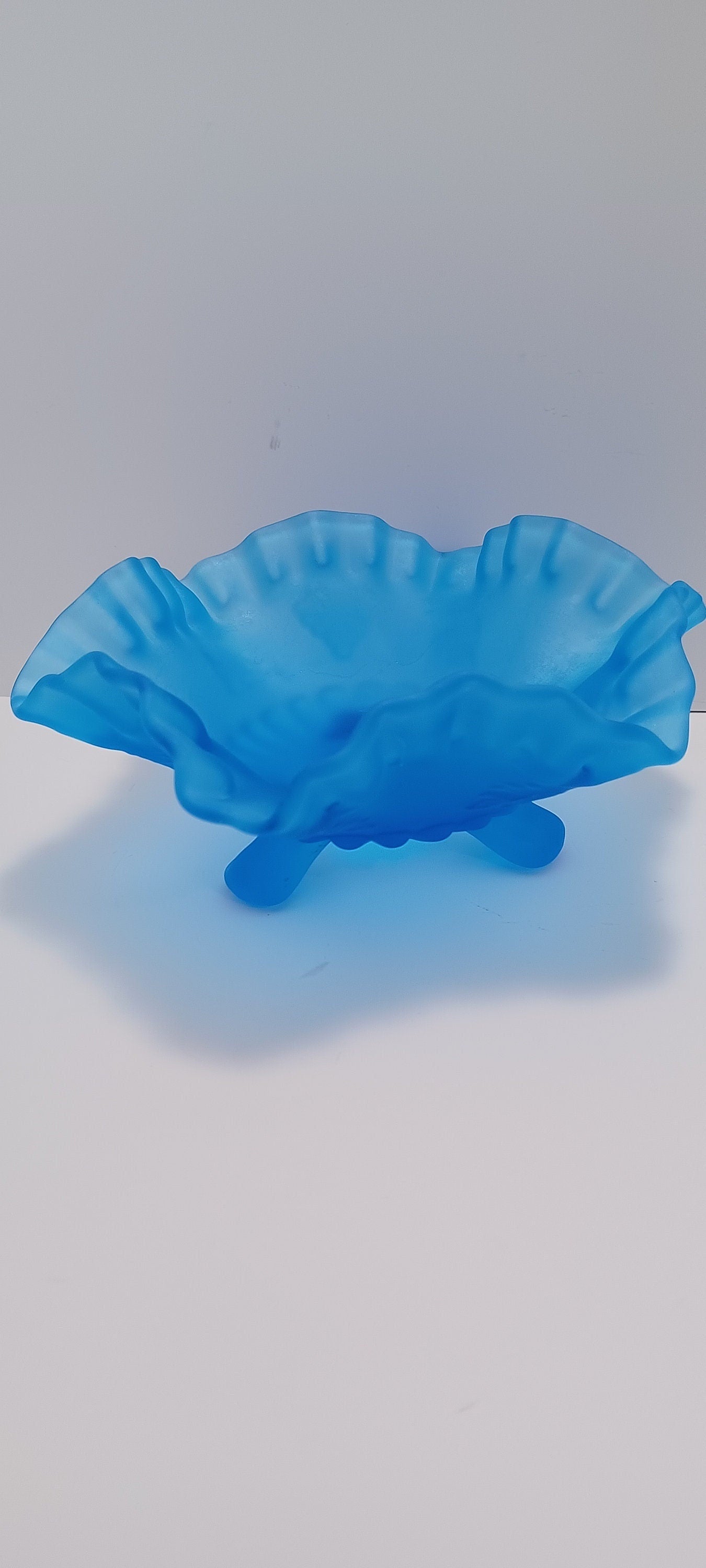 Vintage Westmoreland Paneled Blue Mist Crimpted Footed Candy Dish - Vintage Glass - Westmoreland - Candy Dish - Glass - West More Land