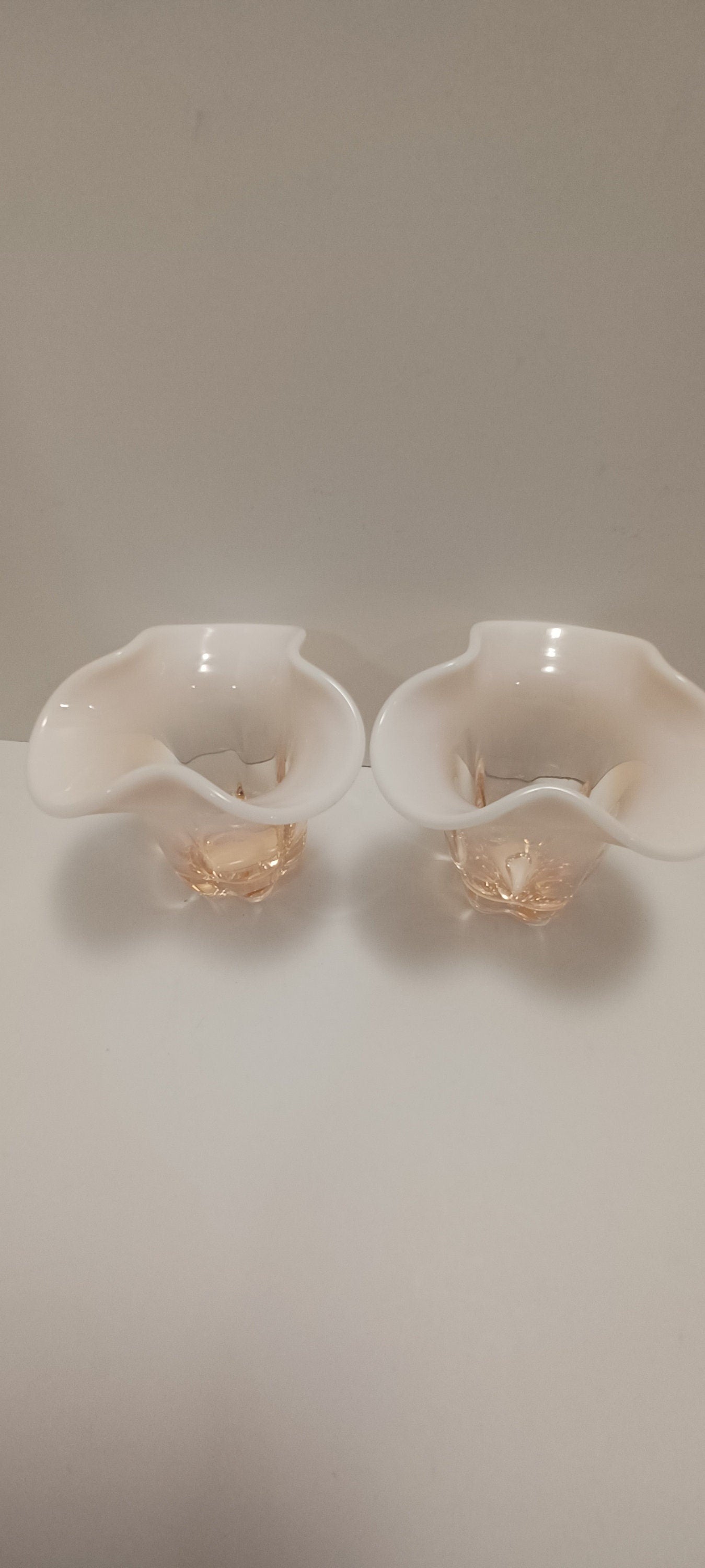 Duncan & Miller Canterbury Pink Opalescent Glass - Vase - Candleholders - Tealight Holders - Canterbury - Vintage Glass - Opalescent