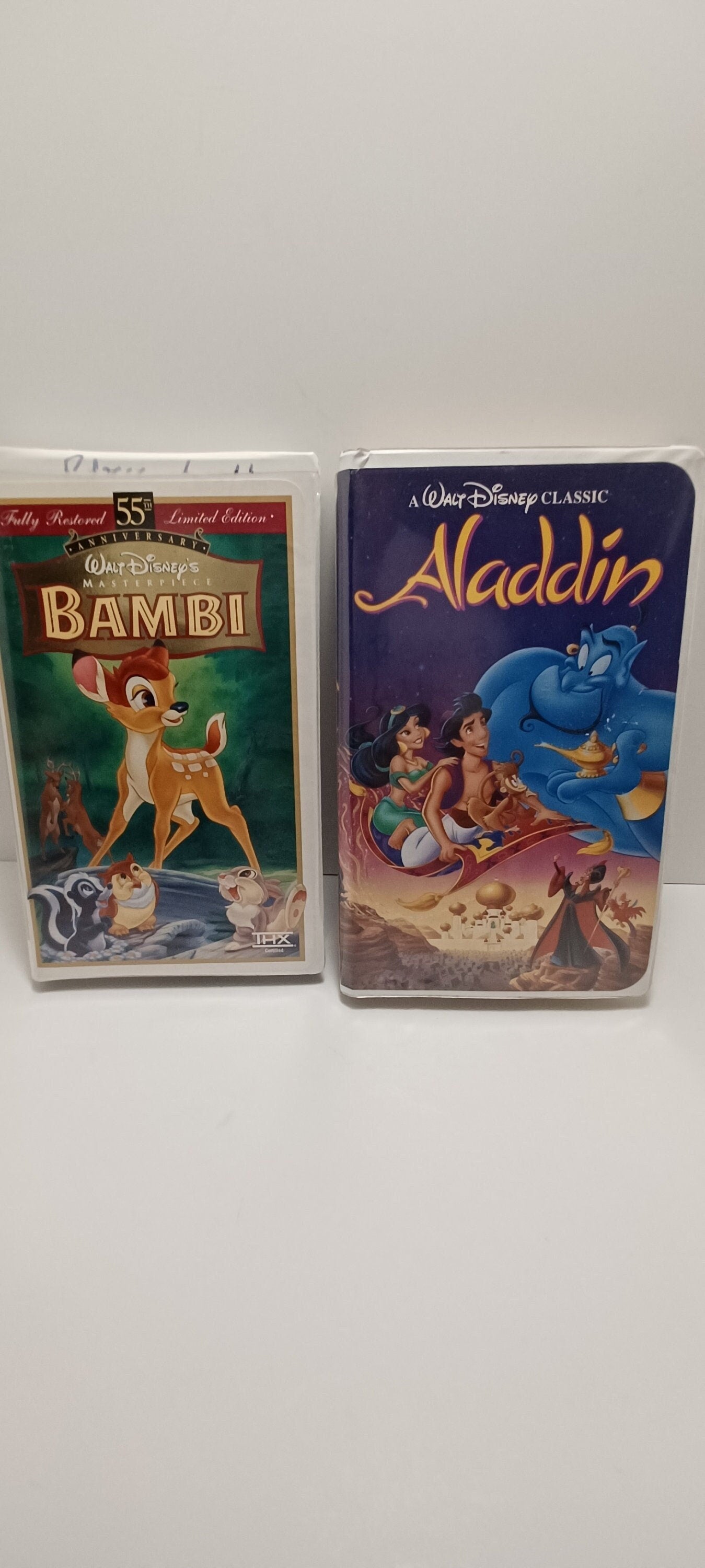 Vintage 1990s Disney Vhs Tapes Aladdin and Bambi 55th Anniversary - Disney Vhs - Bambi - Aladdin - Disney - Vhs - Black Diamond