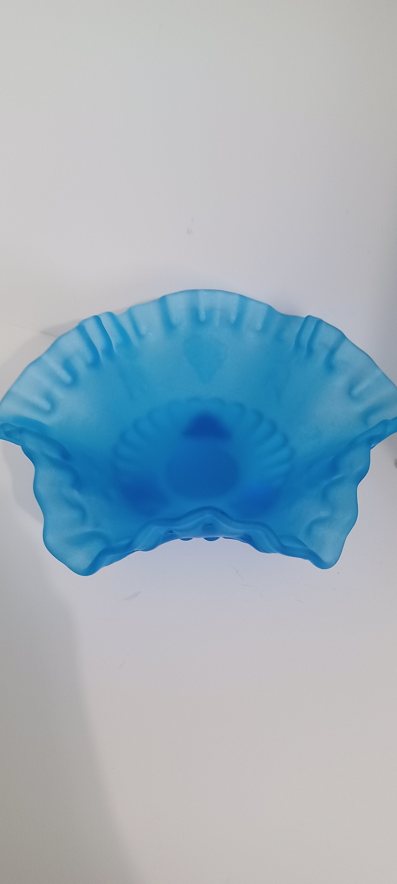 Vintage Westmoreland Paneled Blue Mist Crimpted Footed Candy Dish - Vintage Glass - Westmoreland - Candy Dish - Glass - West More Land