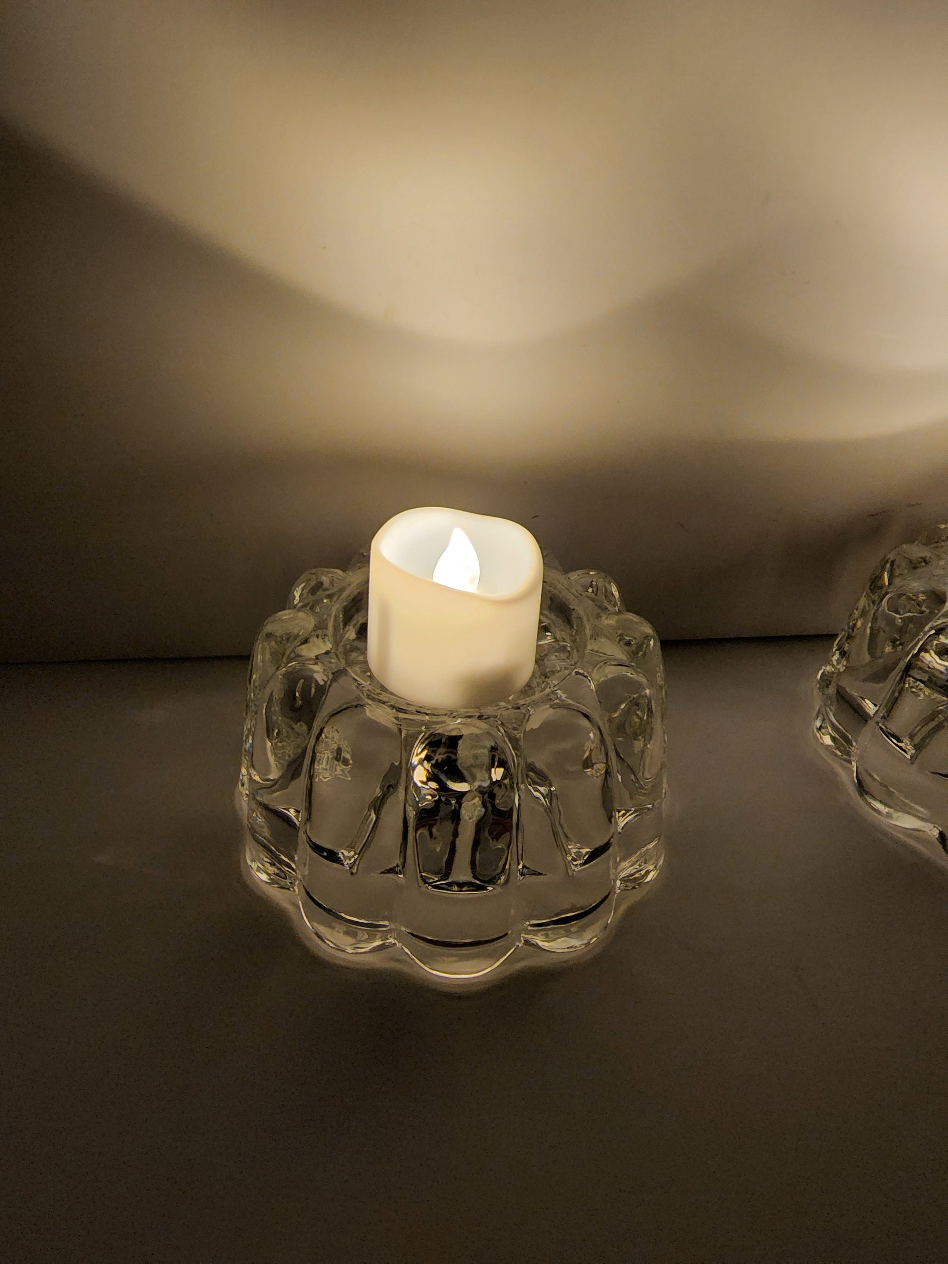 Vintage 1970s Princess House Reversible Candleholders - Candleholder- Tealight Holders - Candles - Tealight - Crystal - Princess House