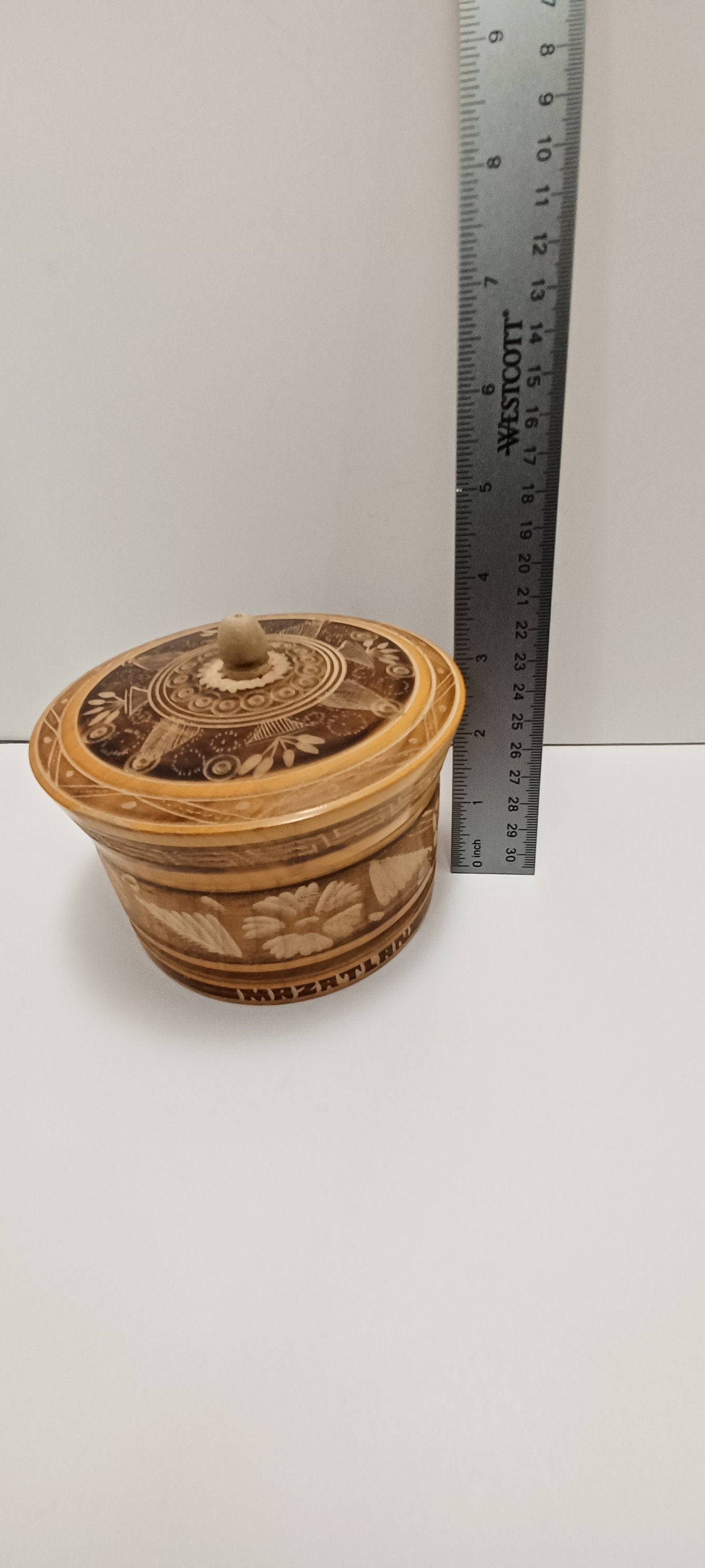 Vintage Wood Carved Trinket Box Bark Box With Crochet Washable Coasters - Crochet - Coasters - Bark Box - Carved Wood - Trinket Box