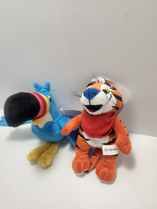 Vintage 1998 Kelloggs Cereal Plush - Tony The Tiger - Toucan Sam - Plush - Stuffed Animal - Kellogg - Cereal - Cereal Plush