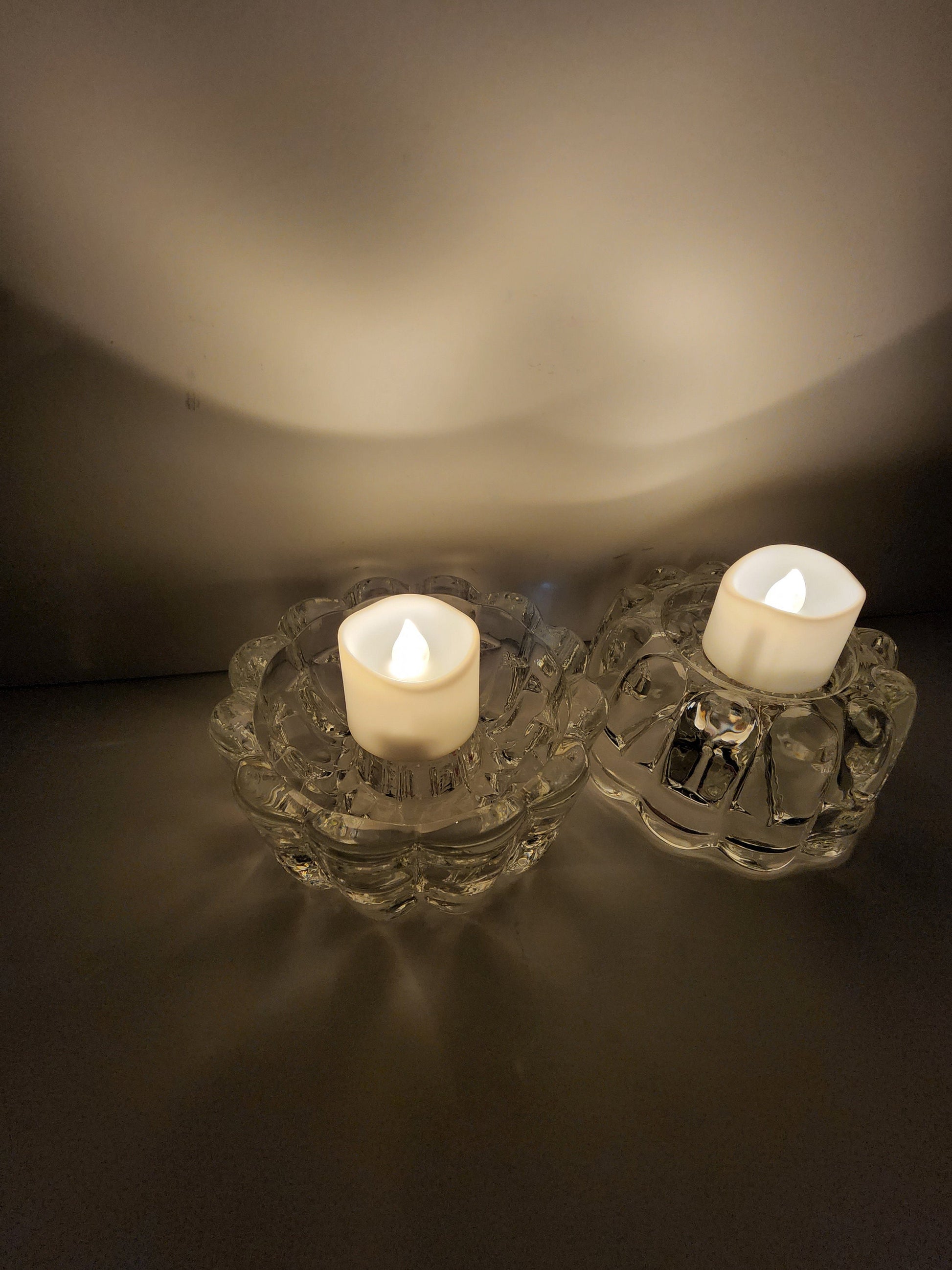 Vintage 1970s Princess House Reversible Candleholders - Candleholder- Tealight Holders - Candles - Tealight - Crystal - Princess House