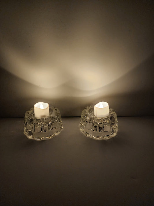 Vintage 1970s Princess House Reversible Candleholders - Candleholder- Tealight Holders - Candles - Tealight - Crystal - Princess House