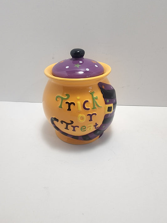 Trick Or Treat Ceramic Pumpkin Halloween Candy Dish Or Decor - Ceramic - Cermaic Dish - Pumpkin - Halloween - Halloween Candy - Halloween