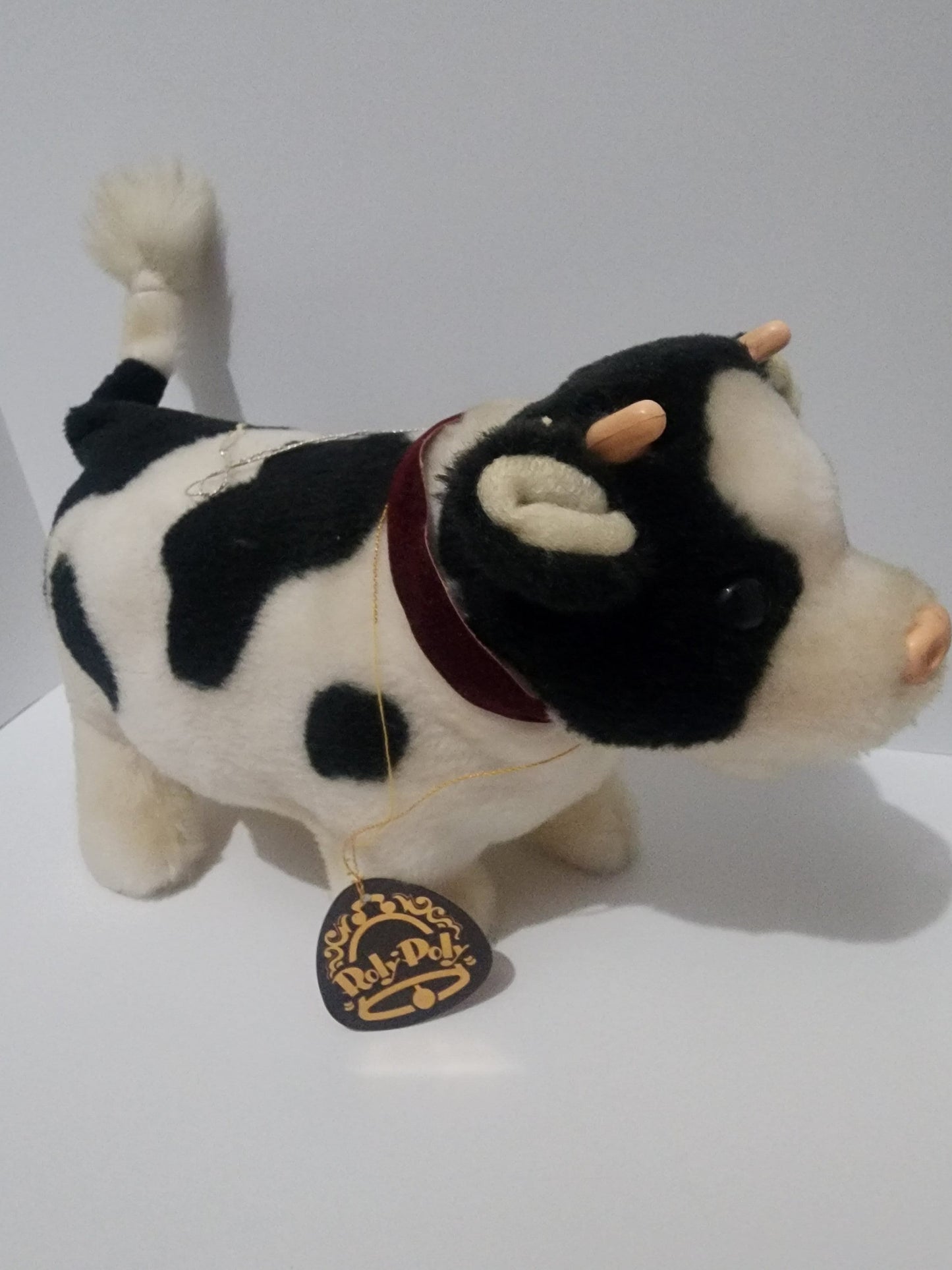 Vintage 1980s Iwaya Roly Poly Dairy Cow - Dairy Cows - Milk Glass - Milk Jar - Cows - Cow Plush - Cow - Cow Toys - Dairy Goodness - Tins