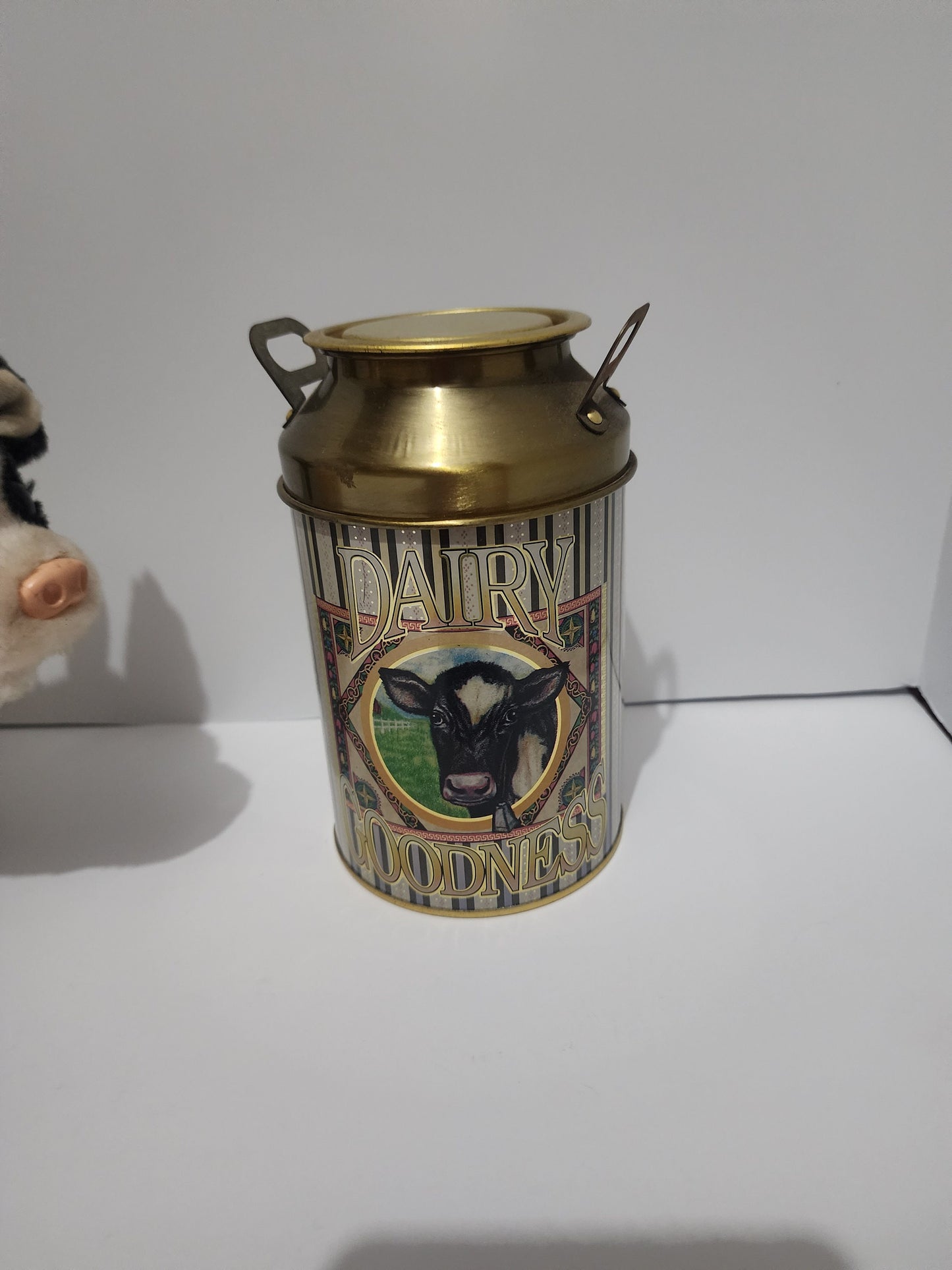 Vintage 1980s Iwaya Roly Poly Dairy Cow - Dairy Cows - Milk Glass - Milk Jar - Cows - Cow Plush - Cow - Cow Toys - Dairy Goodness - Tins