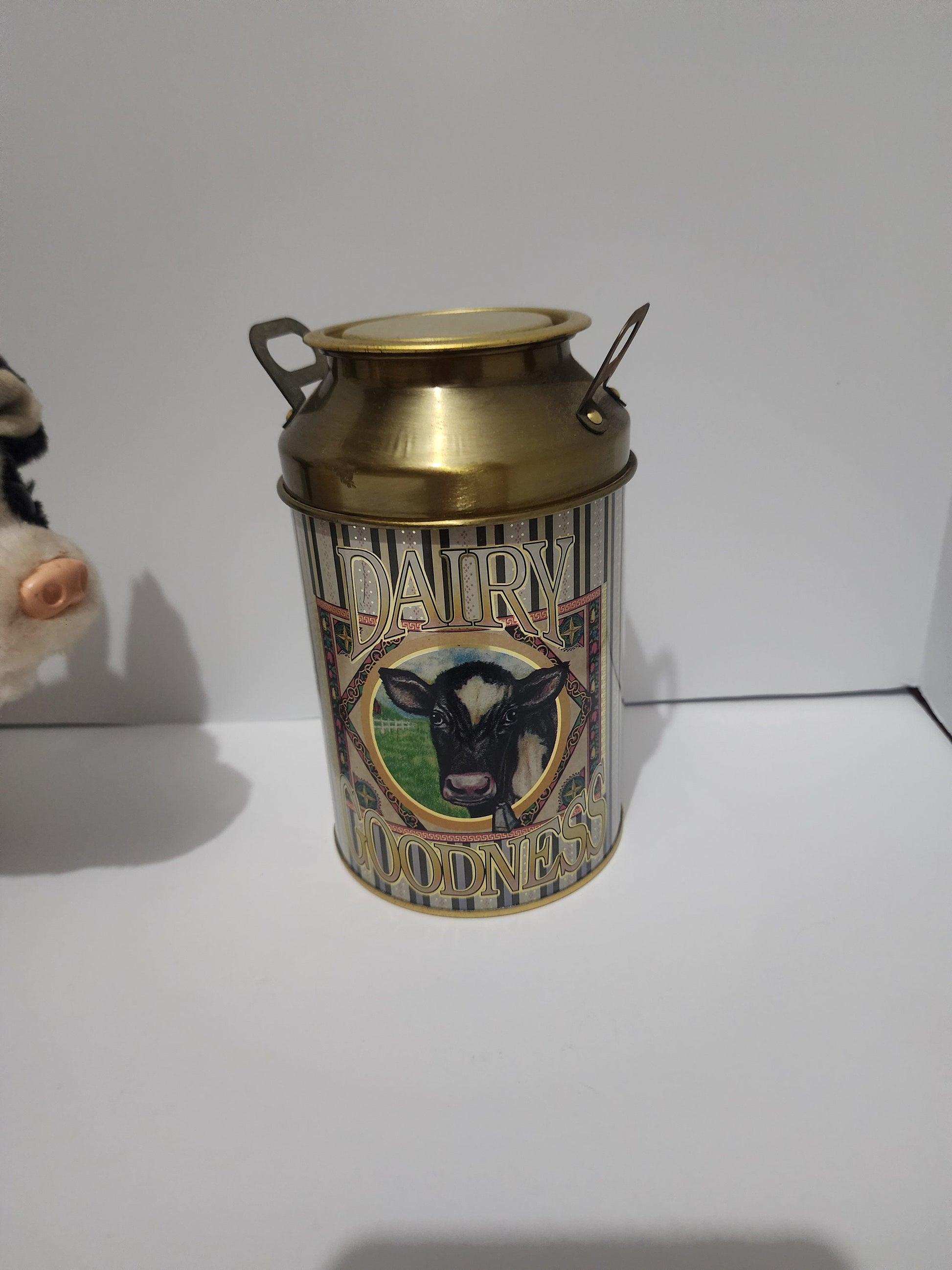 Vintage 1980s Iwaya Roly Poly Dairy Cow - Dairy Cows - Milk Glass - Milk Jar - Cows - Cow Plush - Cow - Cow Toys - Dairy Goodness - Tins