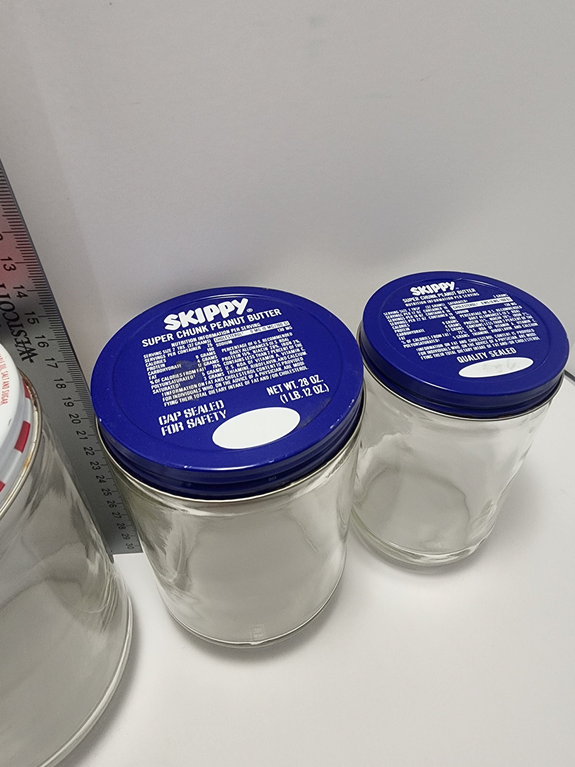 Vintage Skippy Peanut Butter Glass Jars - Skippy - Peanut Butter - Glass Jars - Skippy Jars - Peanut Butter Glass - Vintage Food