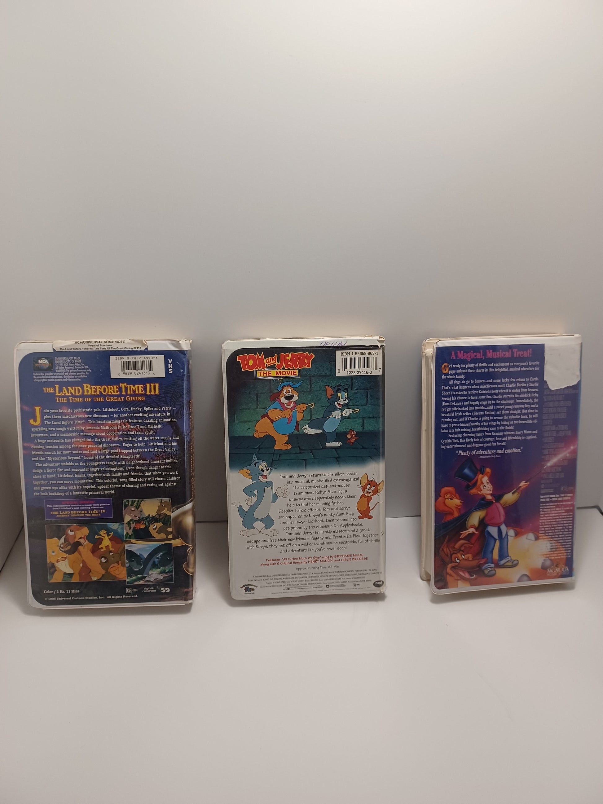 Vintage Vhs Tapes - Land Before Time - All Dogs Go To Heaven - Tom & Jerry - Land Before Time Vhs - Tom and Jerry Vhs - Movies