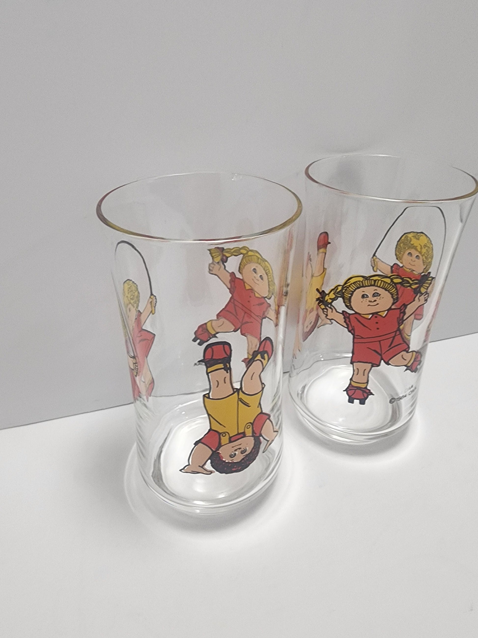 1984 Cabbage Patch Character Glasses - Character Glasses - Cabbage Patch - Cabbage Patch Glass - Vintage Glasses - Glasses