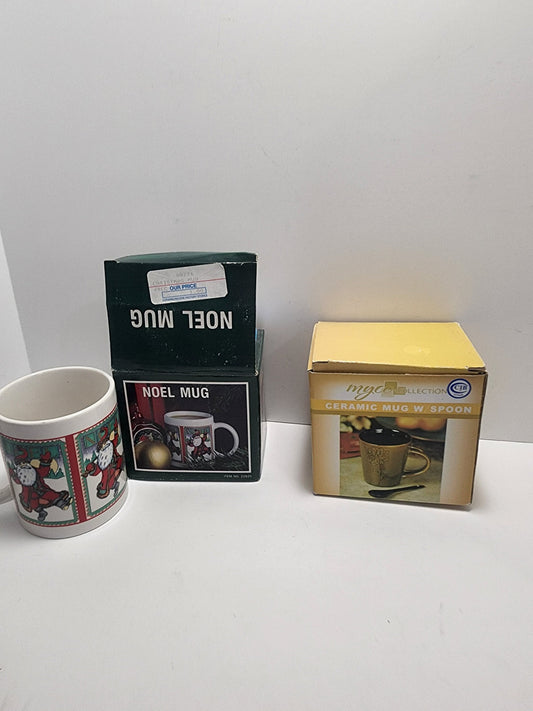 Ceramic Mug Gift Set and Noel Christmas Mug Set - Gift Mug - Christmas Mug - Noel - Ceramic Mug - Mug With Spoon - Gift Set - Mug Set