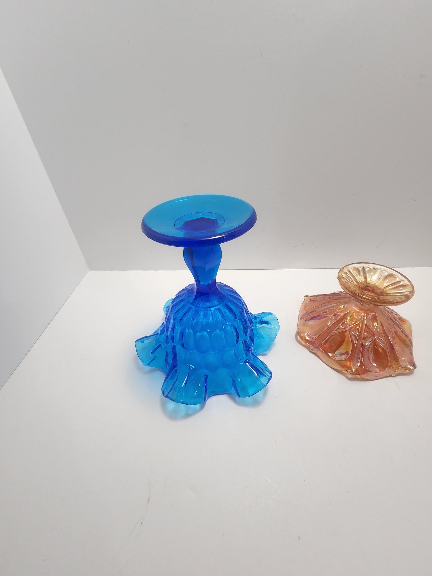 Vintage Fenton Thumprint Glass and Imperial Marigold Glass - Candy Dish - Fenton - Fenton Glass - Marigold - Carnival Glass - Pedestal Glass