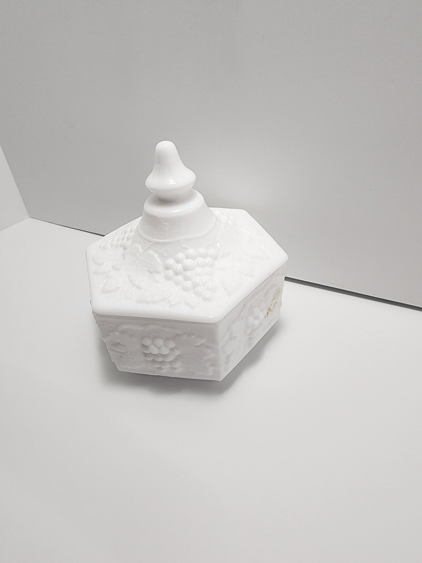 Imperial Hexagon Milk Glass Candy Dish - Candy Dish - Vintage Glasss - Imperial - Imperial Glass - Milk Glass - Milk - Vintage Candy Dish