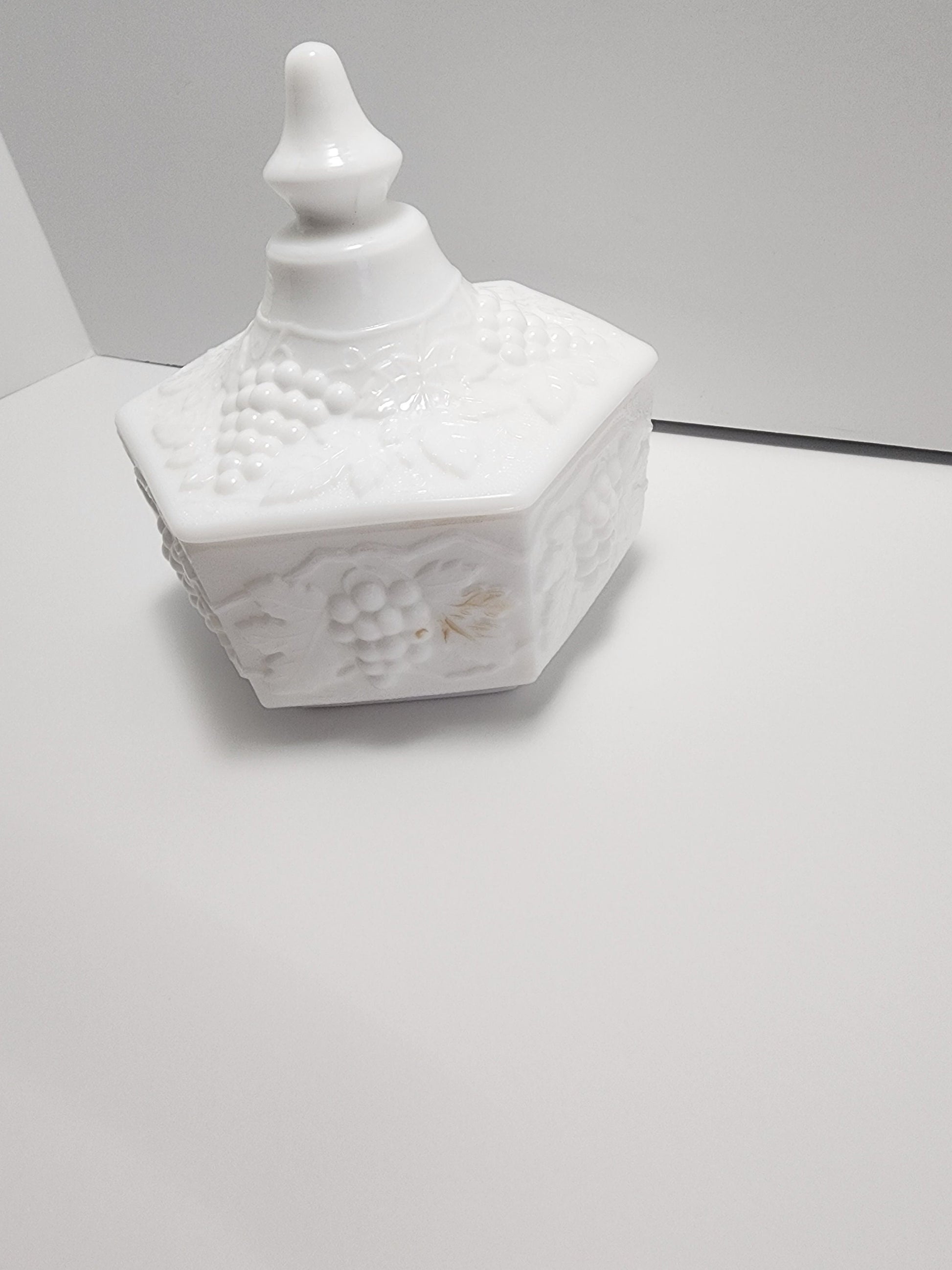 Imperial Hexagon Milk Glass Candy Dish - Candy Dish - Vintage Glasss - Imperial - Imperial Glass - Milk Glass - Milk - Vintage Candy Dish