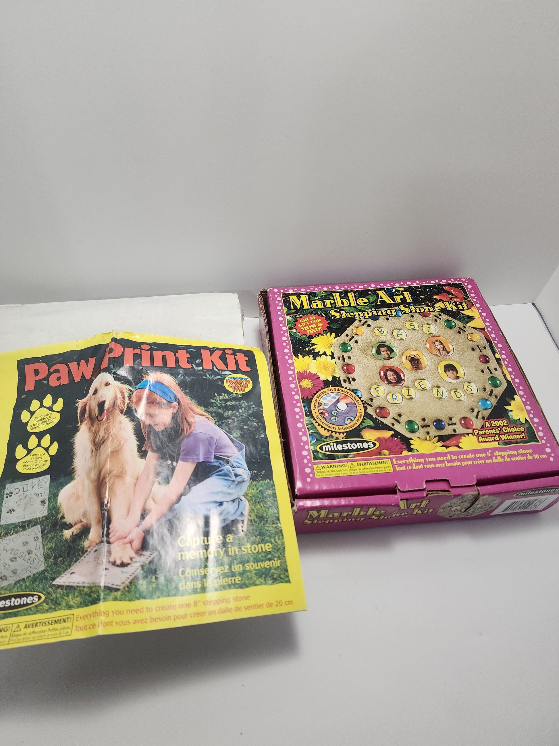 Vintage Milestone Kids Marble Art Stepping Stone Kit - Dog Paw Print - Pet Print - Milestone Kids - Marble Art - Stepping Stone - Sand Art