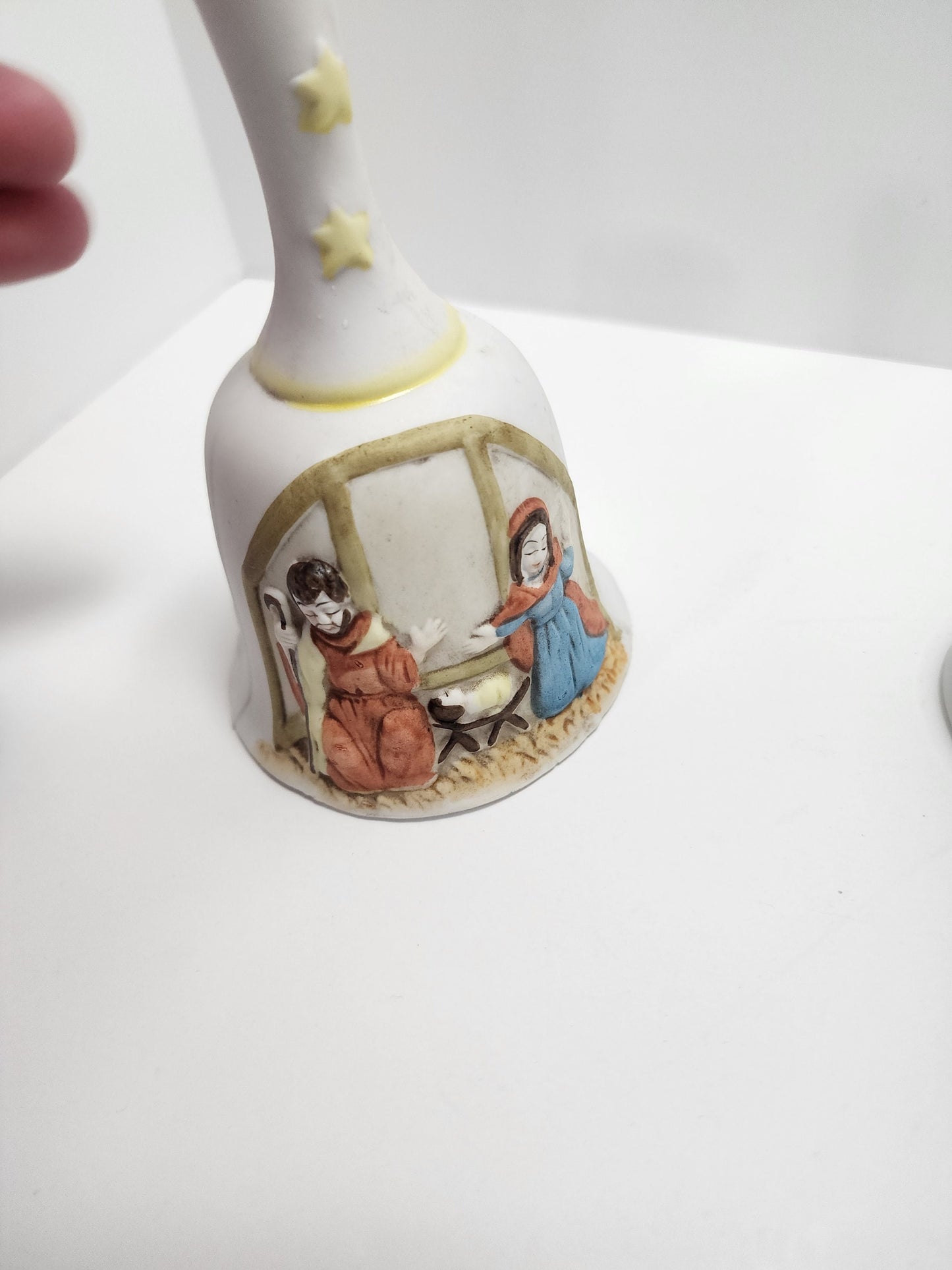 Vintage Ceramic Glass Bells - Nativity Bell - Christmas Bell - Glass Floral Bell - Glass Bell - Floral Bell - Collectable Bell - Bells