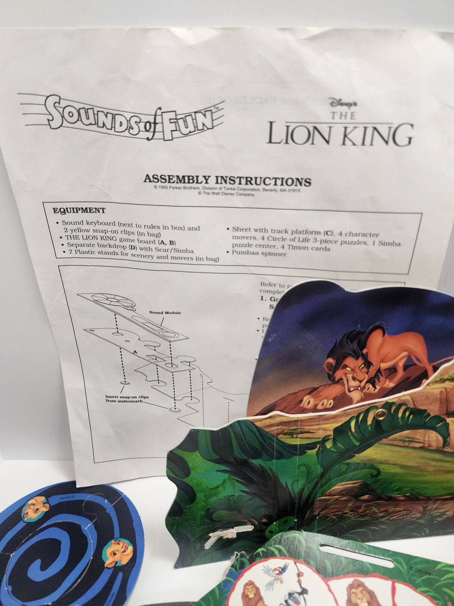 Vintage 1994 The Lion King Offical Board Sounds and Fun - Interactive Game - Board Game - The Lion King - Disney Games - Family Games