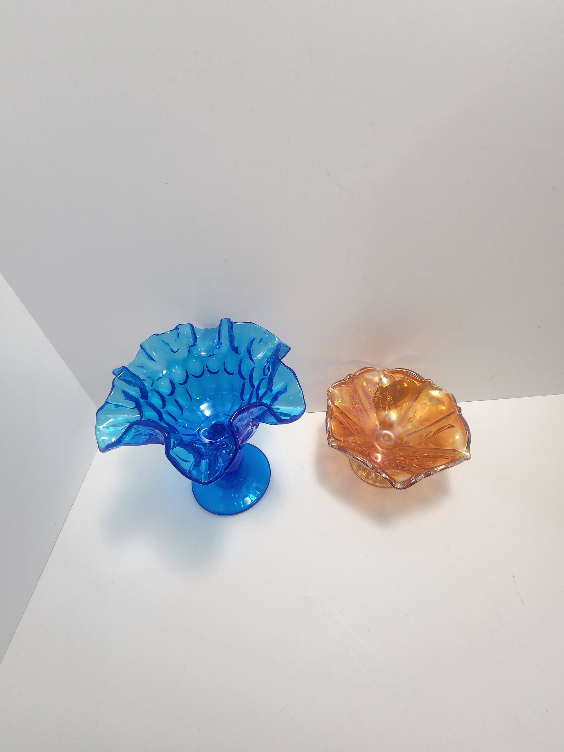 Vintage Fenton Thumprint Glass and Imperial Marigold Glass - Candy Dish - Fenton - Fenton Glass - Marigold - Carnival Glass - Pedestal Glass
