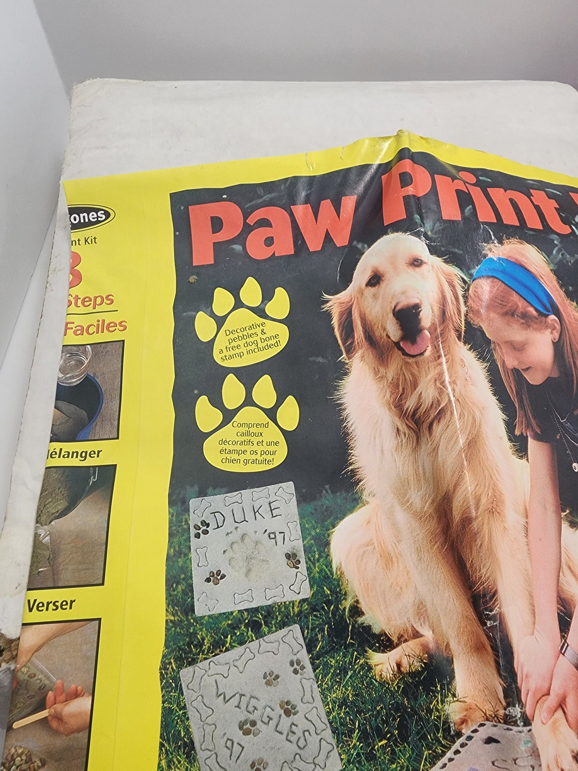 Vintage Milestone Kids Marble Art Stepping Stone Kit - Dog Paw Print - Pet Print - Milestone Kids - Marble Art - Stepping Stone - Sand Art