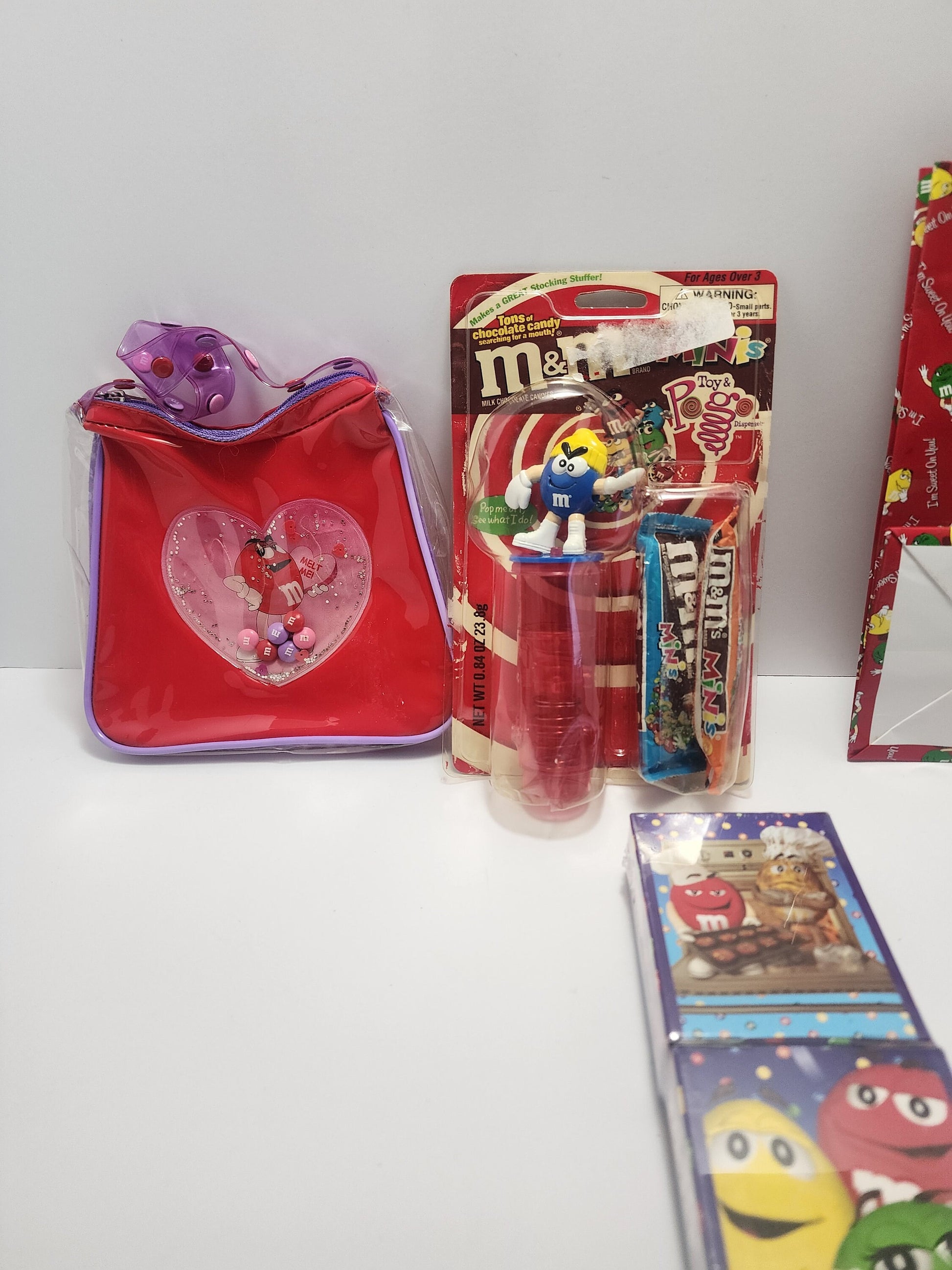 M&m Vintage 1990s Lot Of Goodies - Candy - Vintage Candy - MnMs - Gift Bag - Christnas Gift - Puzzle - Candy Dispenser