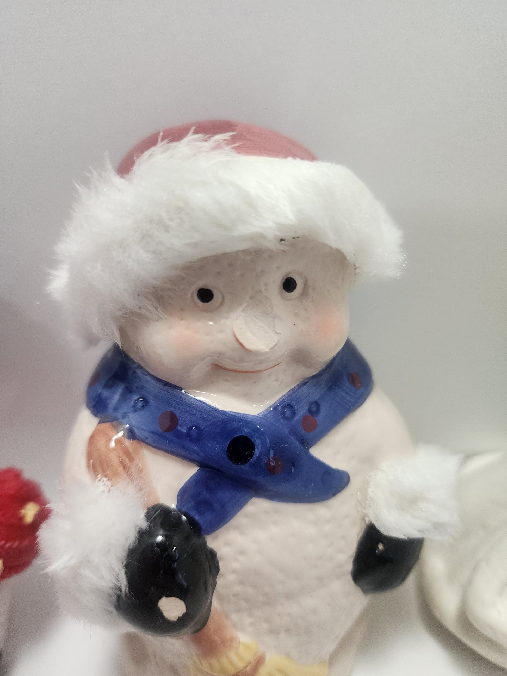 Santa Claus Porcelain Vintage Figure and 3 Snowman Vintage Figures - Snowman - Santa - Santa Claus - Christmas Figurines - Porcelain Santa