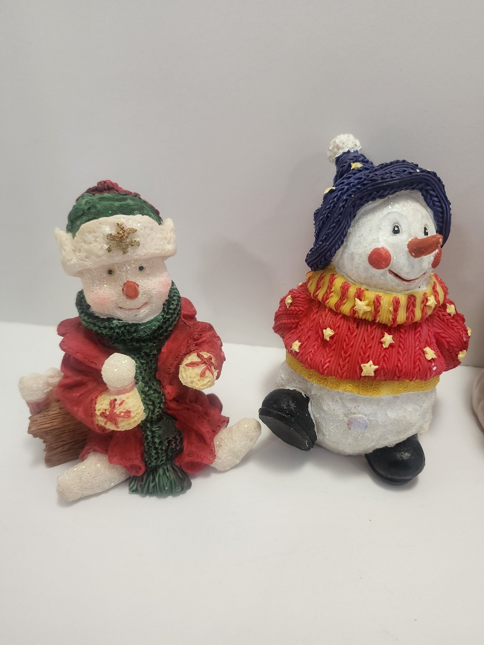 Santa Claus Porcelain Vintage Figure and 3 Snowman Vintage Figures - Snowman - Santa - Santa Claus - Christmas Figurines - Porcelain Santa
