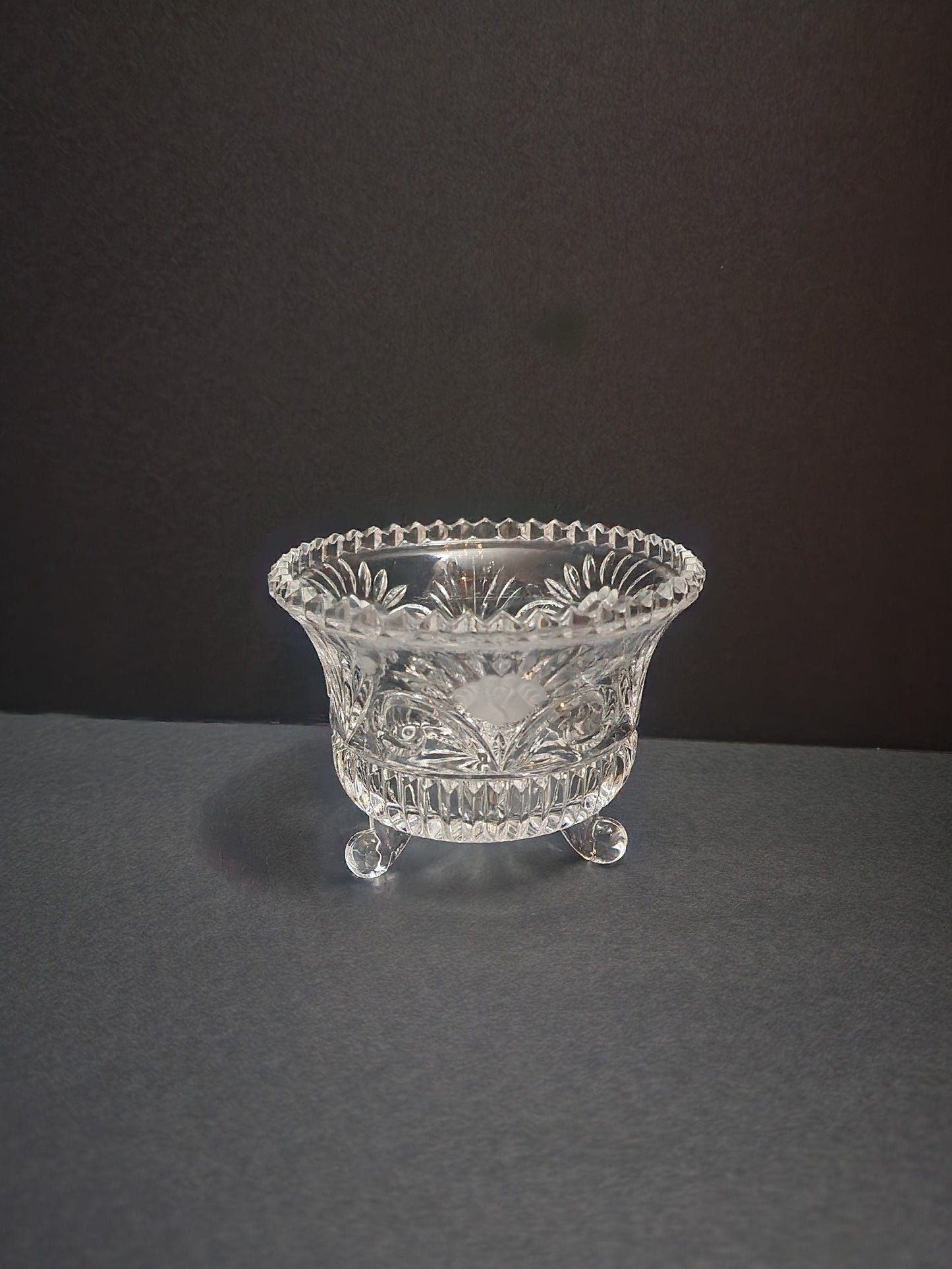 Crystal Footed Candy Bowl - Etched Glass - Candy Dish - Potpourri Bowl - Cut Glass Bowl - Vintage Glass - Footed Dish - Glass Dish