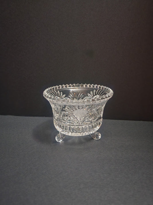 Crystal Footed Candy Bowl - Etched Glass - Candy Dish - Potpourri Bowl - Cut Glass Bowl - Vintage Glass - Footed Dish - Glass Dish