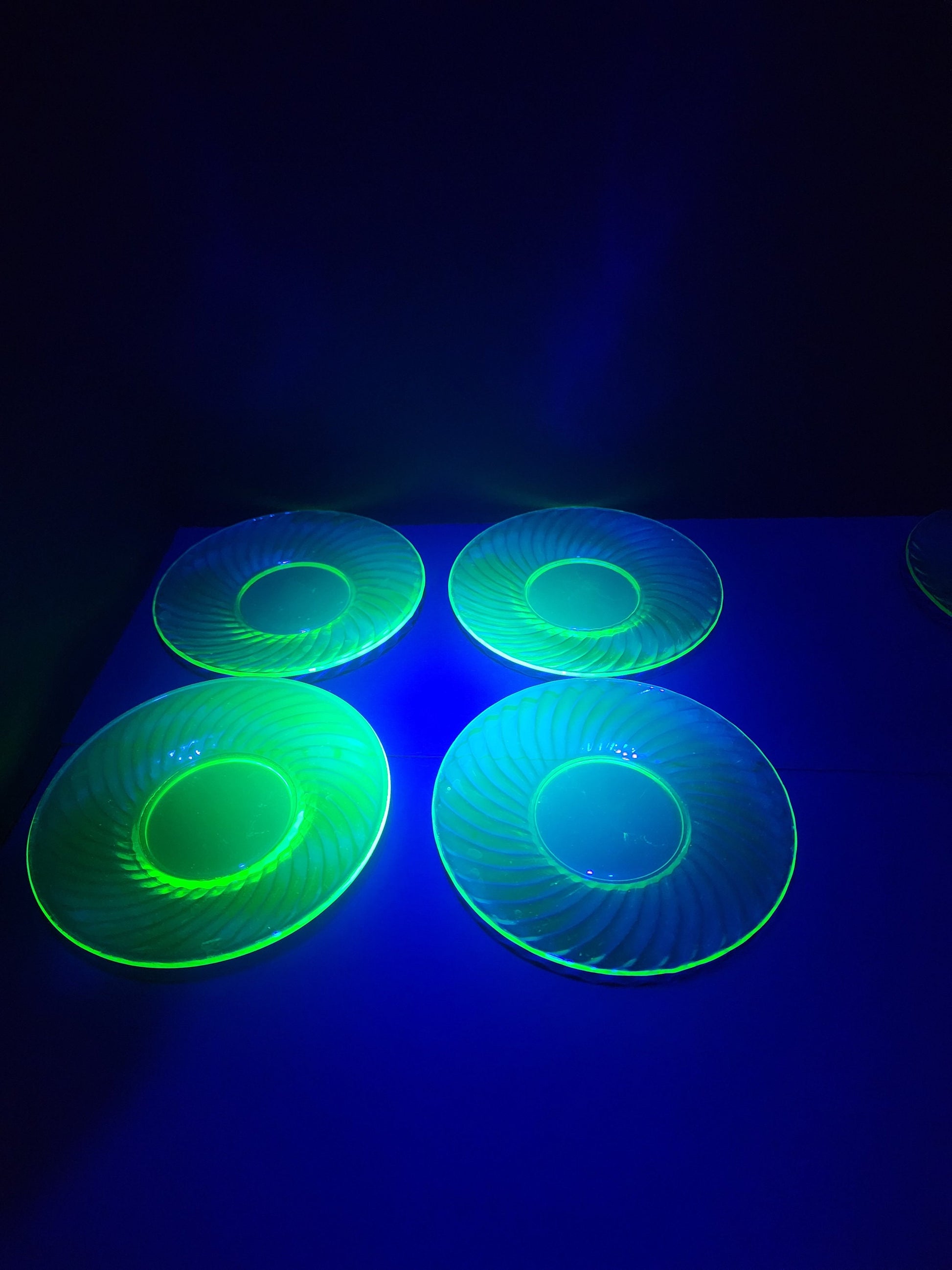 Uranium 1930s Depression Glass Plates Several Options - Uranium Glass - Vaseline Glass - Plates - Plate Set - 1930 - Depression Glass