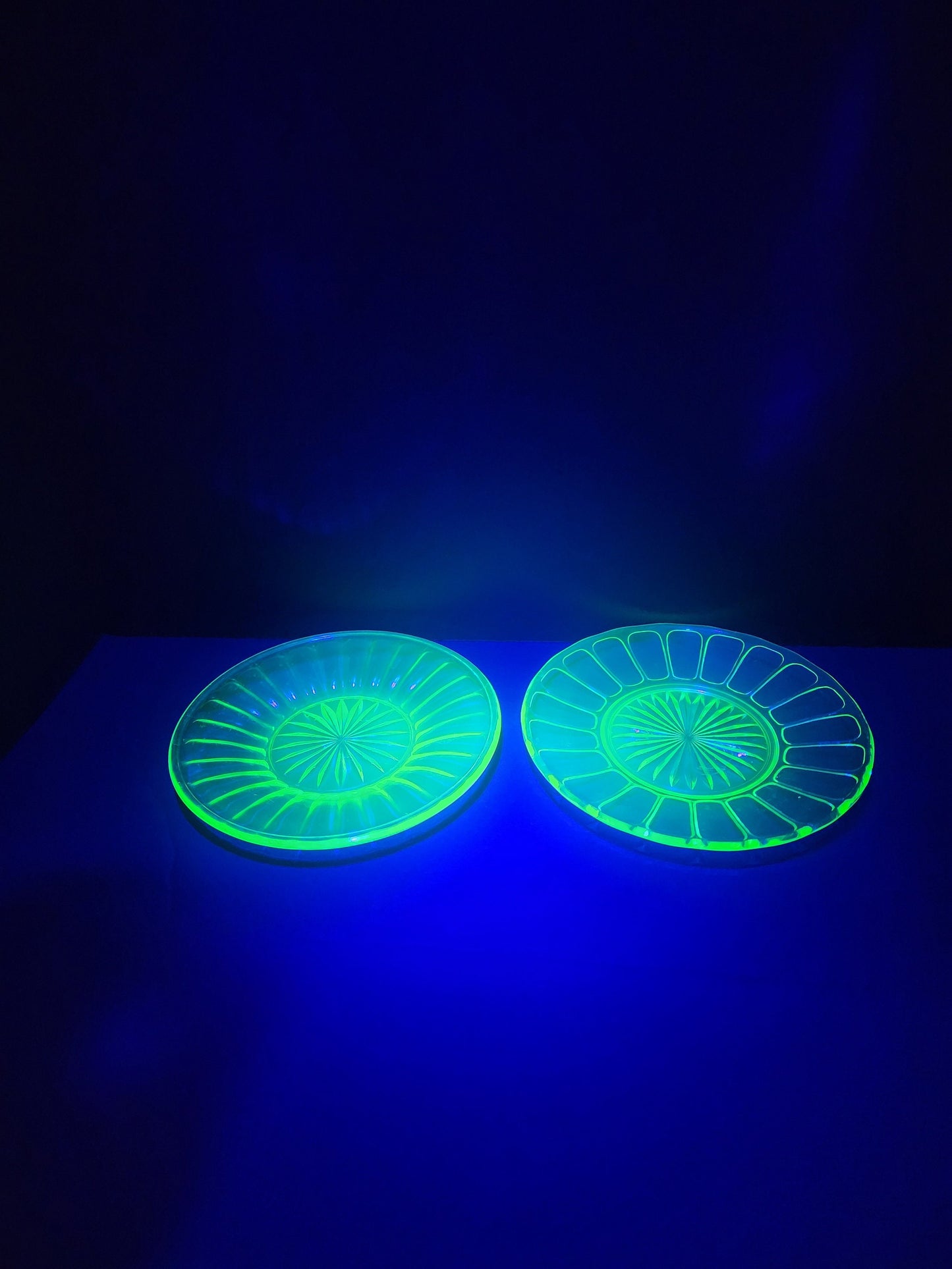 Uranium 1930s Depression Glass Plates Several Options - Uranium Glass - Vaseline Glass - Plates - Plate Set - 1930 - Depression Glass