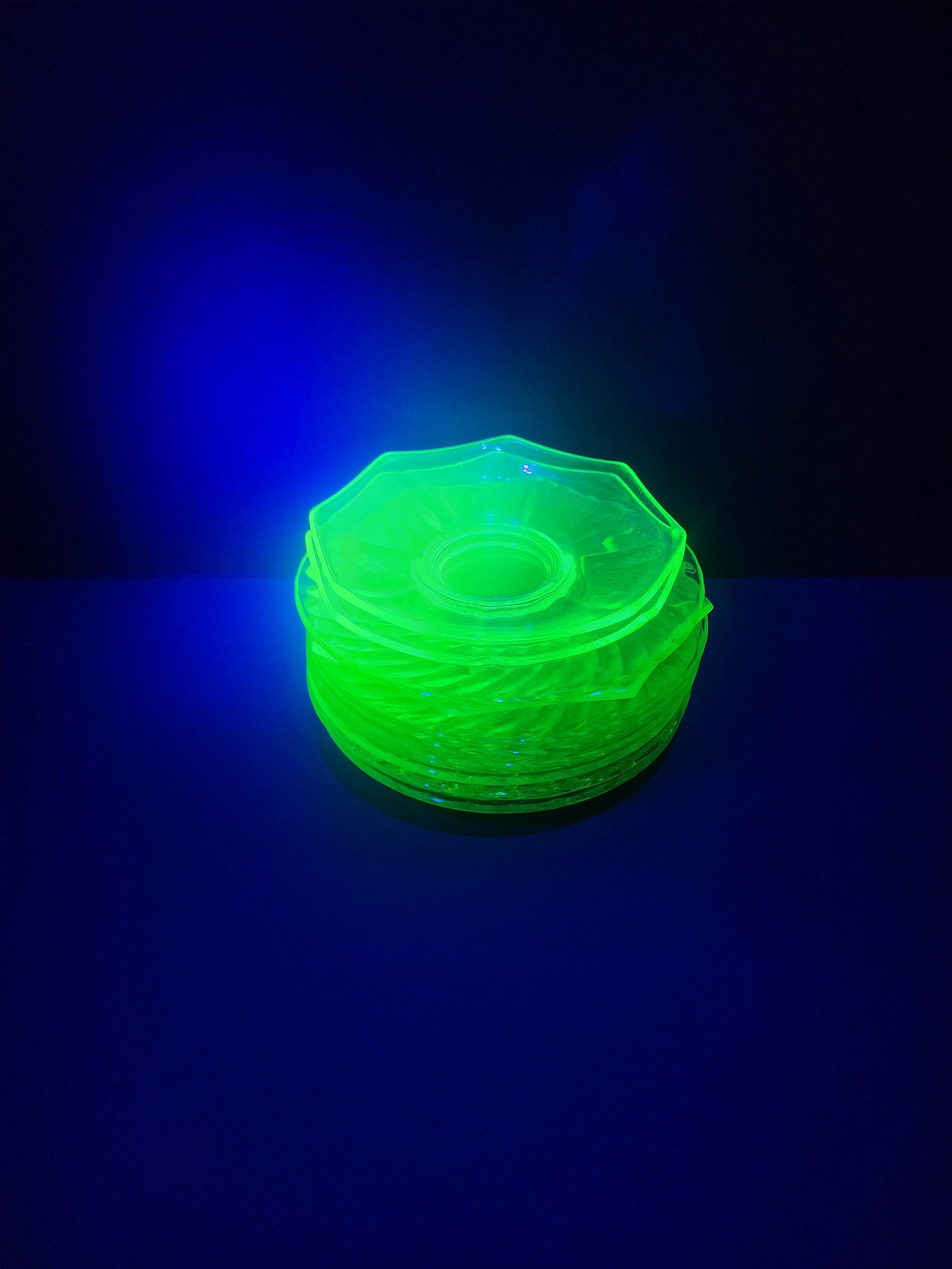 Uranium 1930s Depression Glass Plates Several Options - Uranium Glass - Vaseline Glass - Plates - Plate Set - 1930 - Depression Glass