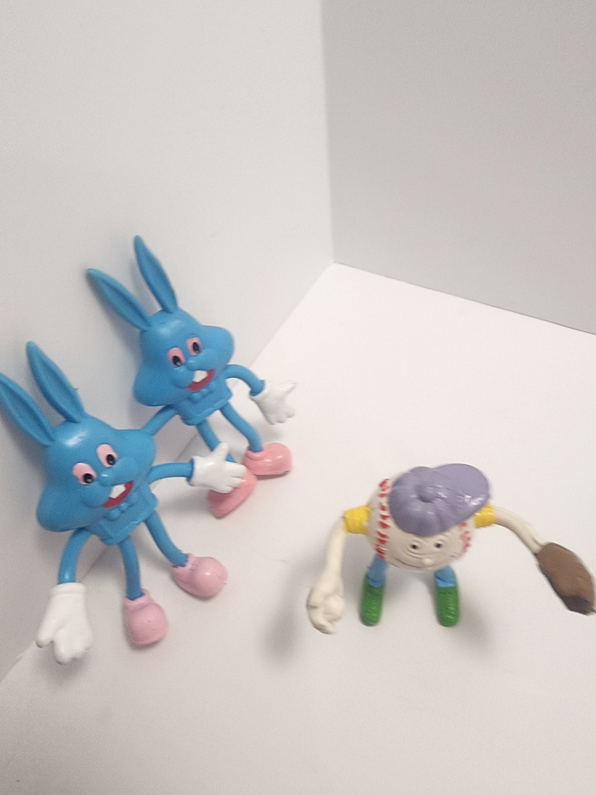 Bendable 1970 1980 Action Figures - Rocky and Bullwinkle - Christmas Toys - Easter Bunny - Bendable Toys - Wham O - Stretchy Toys