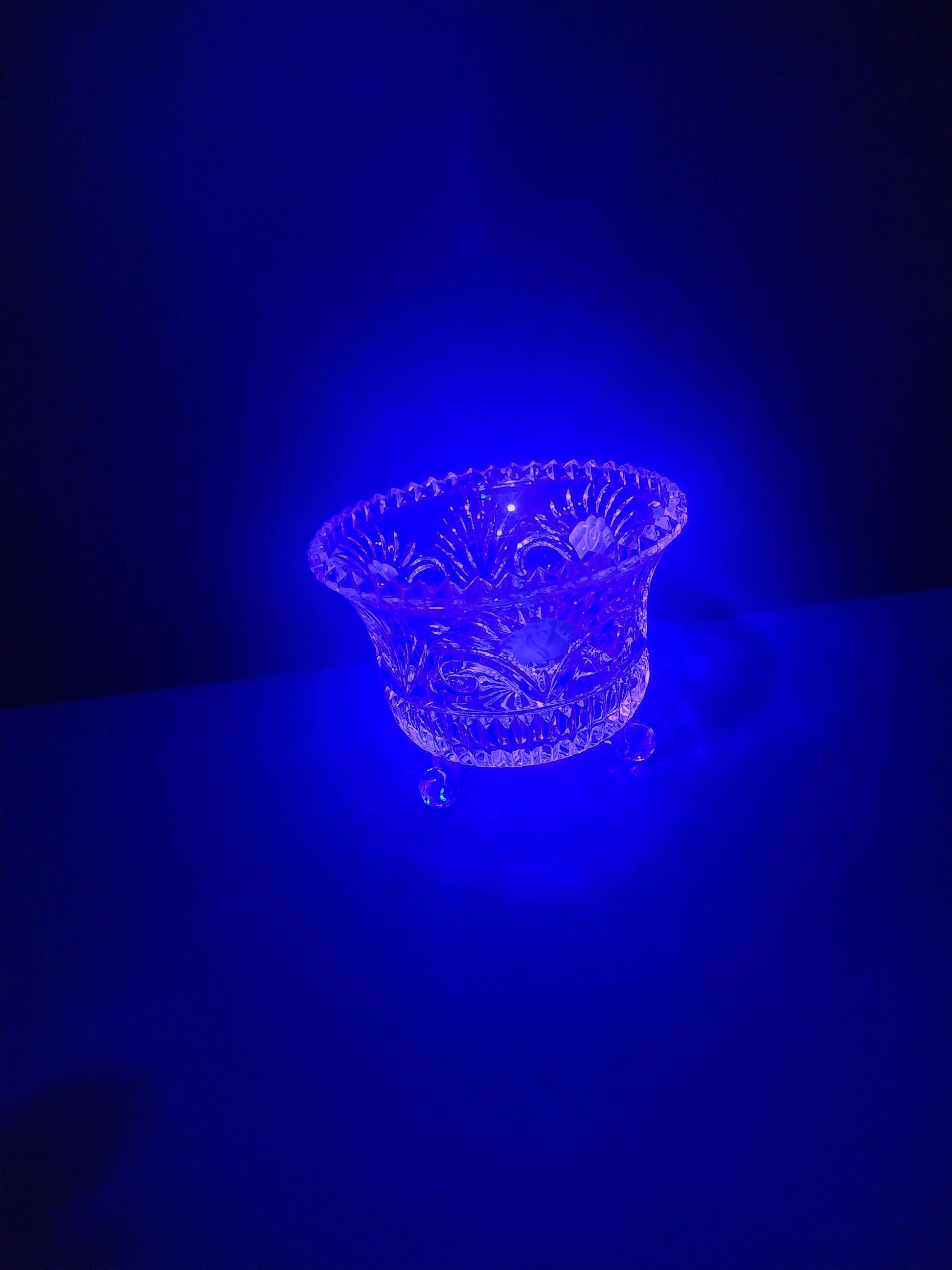 Crystal Footed Candy Bowl - Etched Glass - Candy Dish - Potpourri Bowl - Cut Glass Bowl - Vintage Glass - Footed Dish - Glass Dish