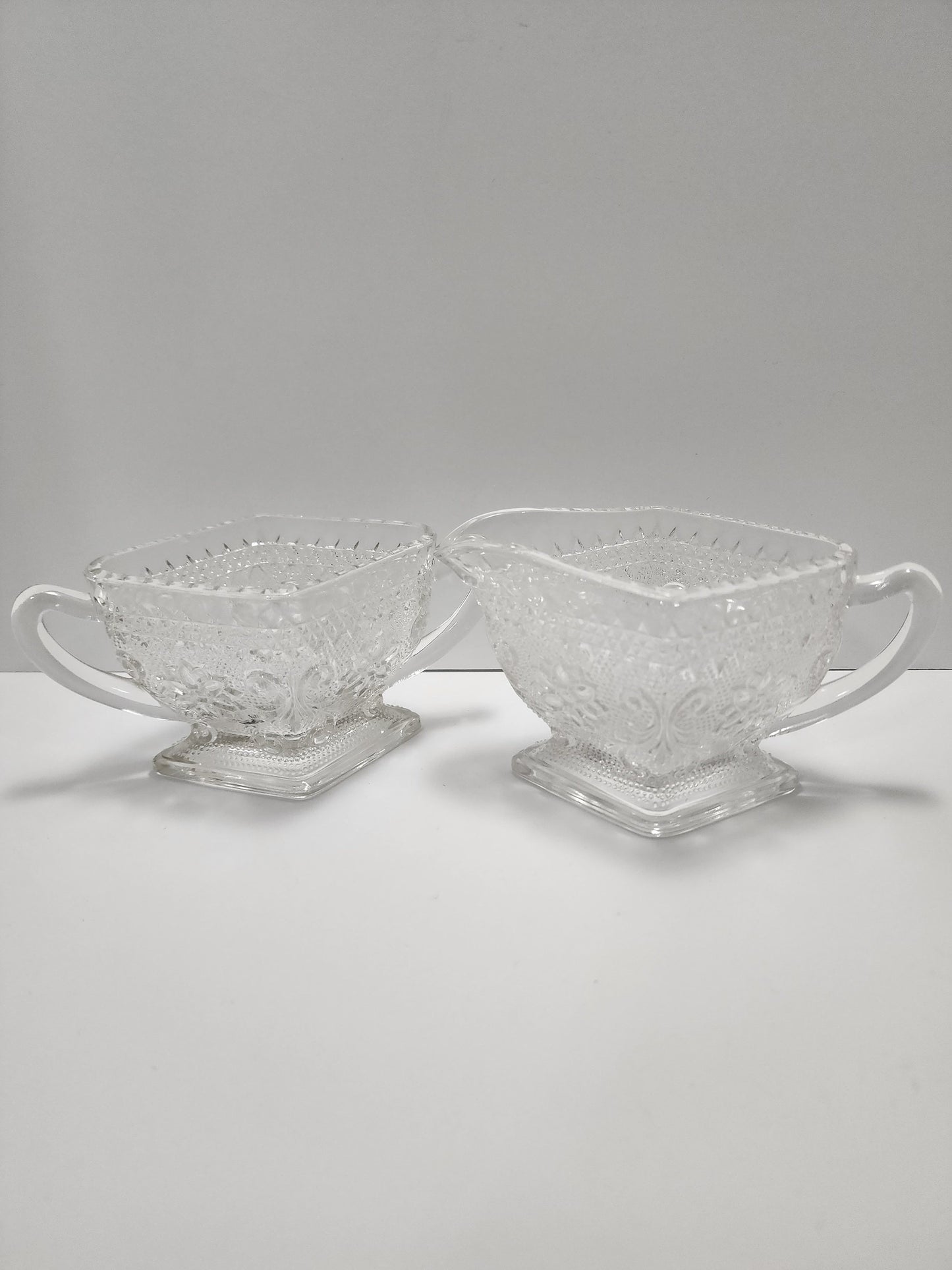 Indiana Glass Company Cut Class 1970s Depression Glass Creamer Set of 2 - Indiana Glass - Depression Glass - Creamer - Creamer Set - Glass