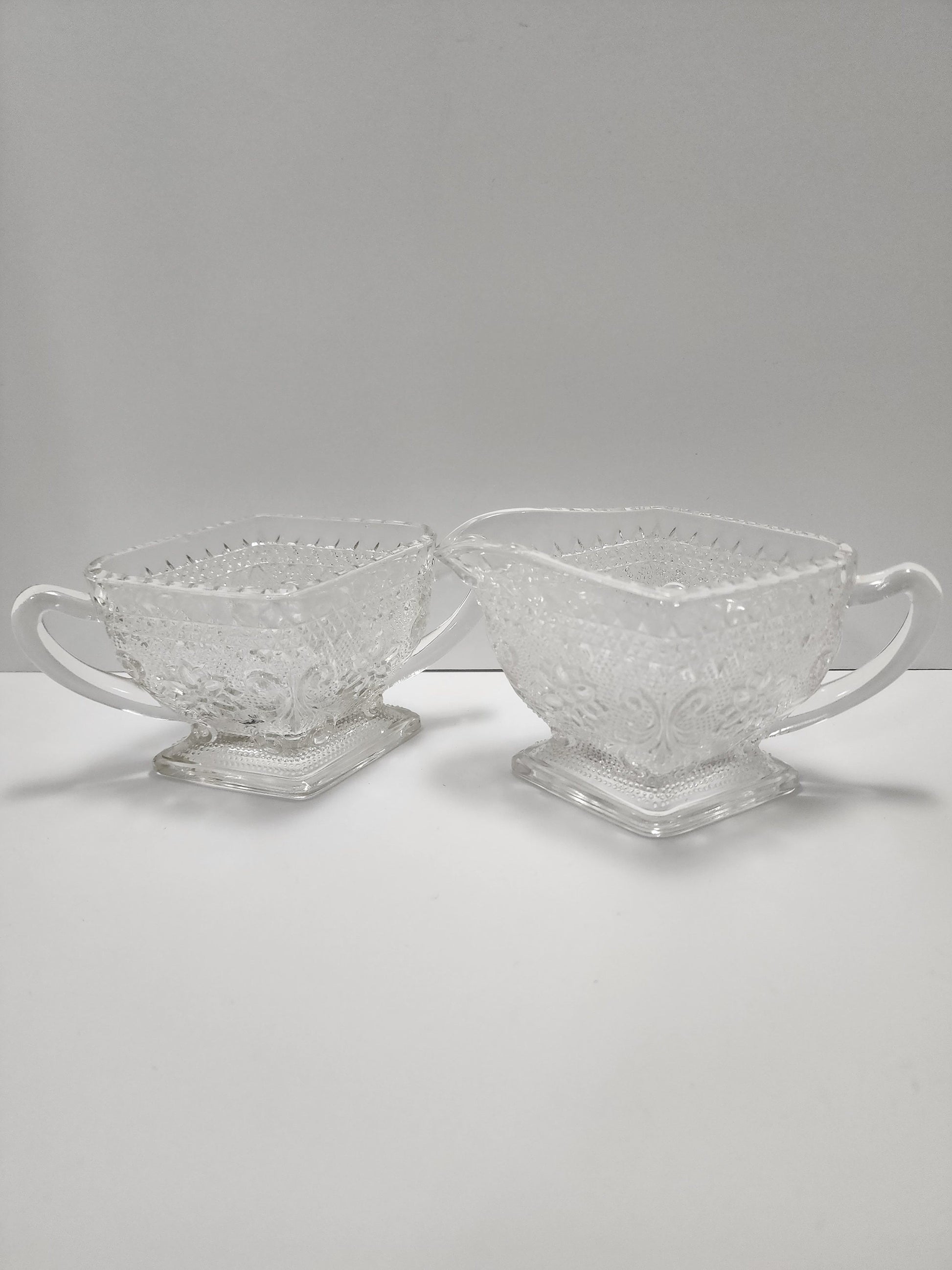 Indiana Glass Company Cut Class 1970s Depression Glass Creamer Set of 2 - Indiana Glass - Depression Glass - Creamer - Creamer Set - Glass