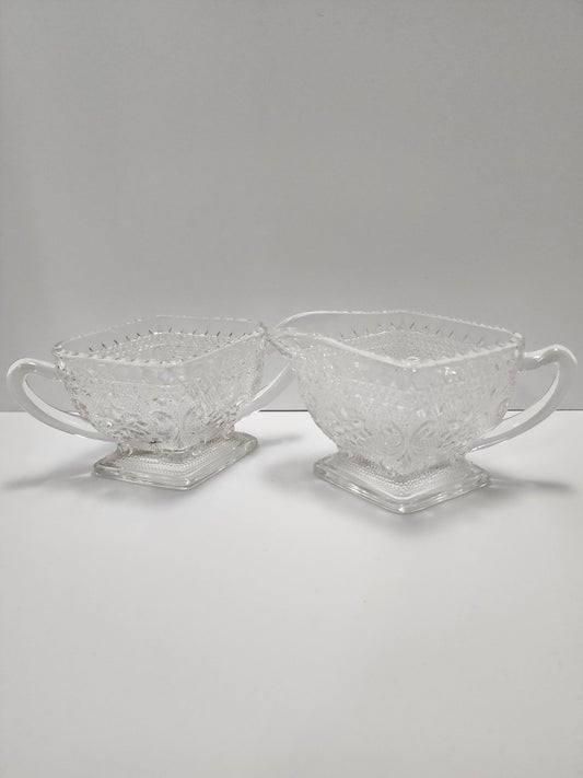 Indiana Glass Company Cut Class 1970s Depression Glass Creamer Set of 2 - Indiana Glass - Depression Glass - Creamer - Creamer Set - Glass