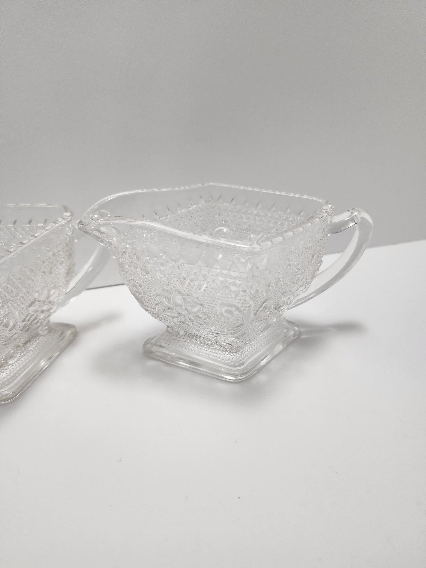 Indiana Glass Company Cut Class 1970s Depression Glass Creamer Set of 2 - Indiana Glass - Depression Glass - Creamer - Creamer Set - Glass
