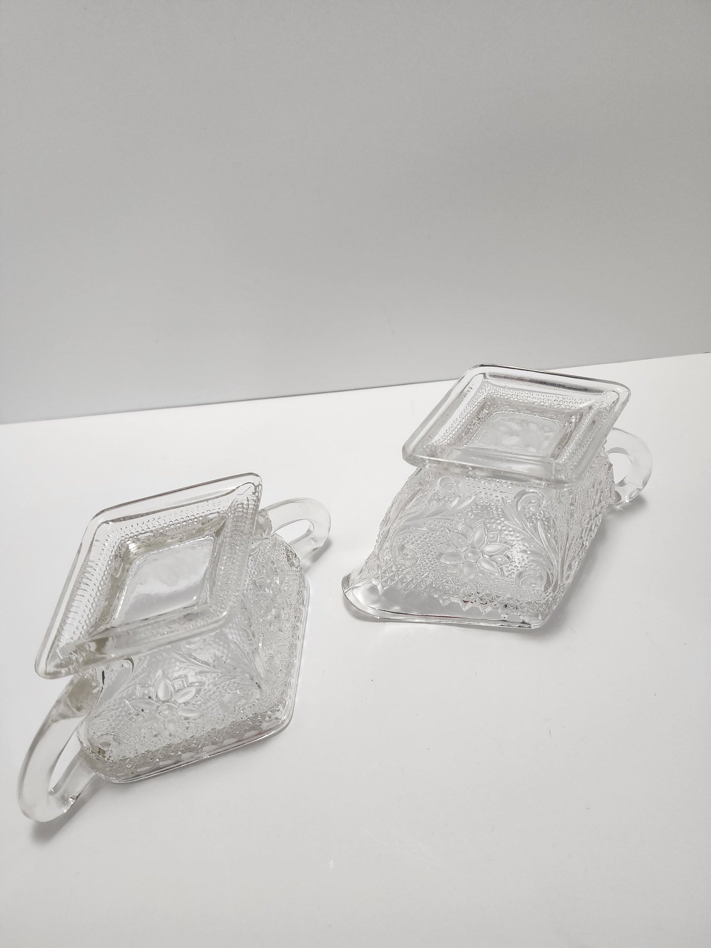 Indiana Glass Company Cut Class 1970s Depression Glass Creamer Set of 2 - Indiana Glass - Depression Glass - Creamer - Creamer Set - Glass