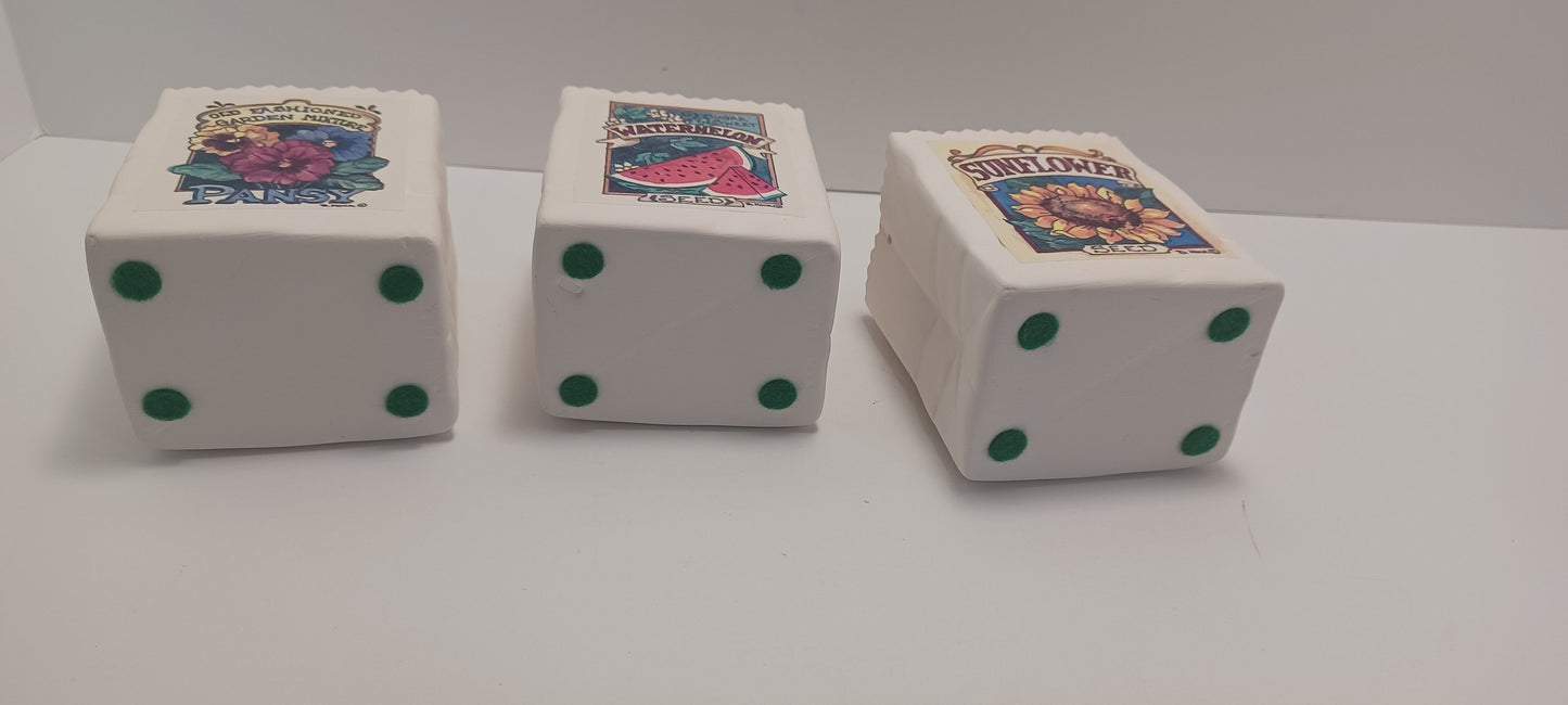 Ceramic Vintage Seed Bag Trinket Boxes - Watermelon Seeds - Seeds - Pansy Seeds - Seed bag- Trinket Box - Ceramic Holder - Plants - Garden