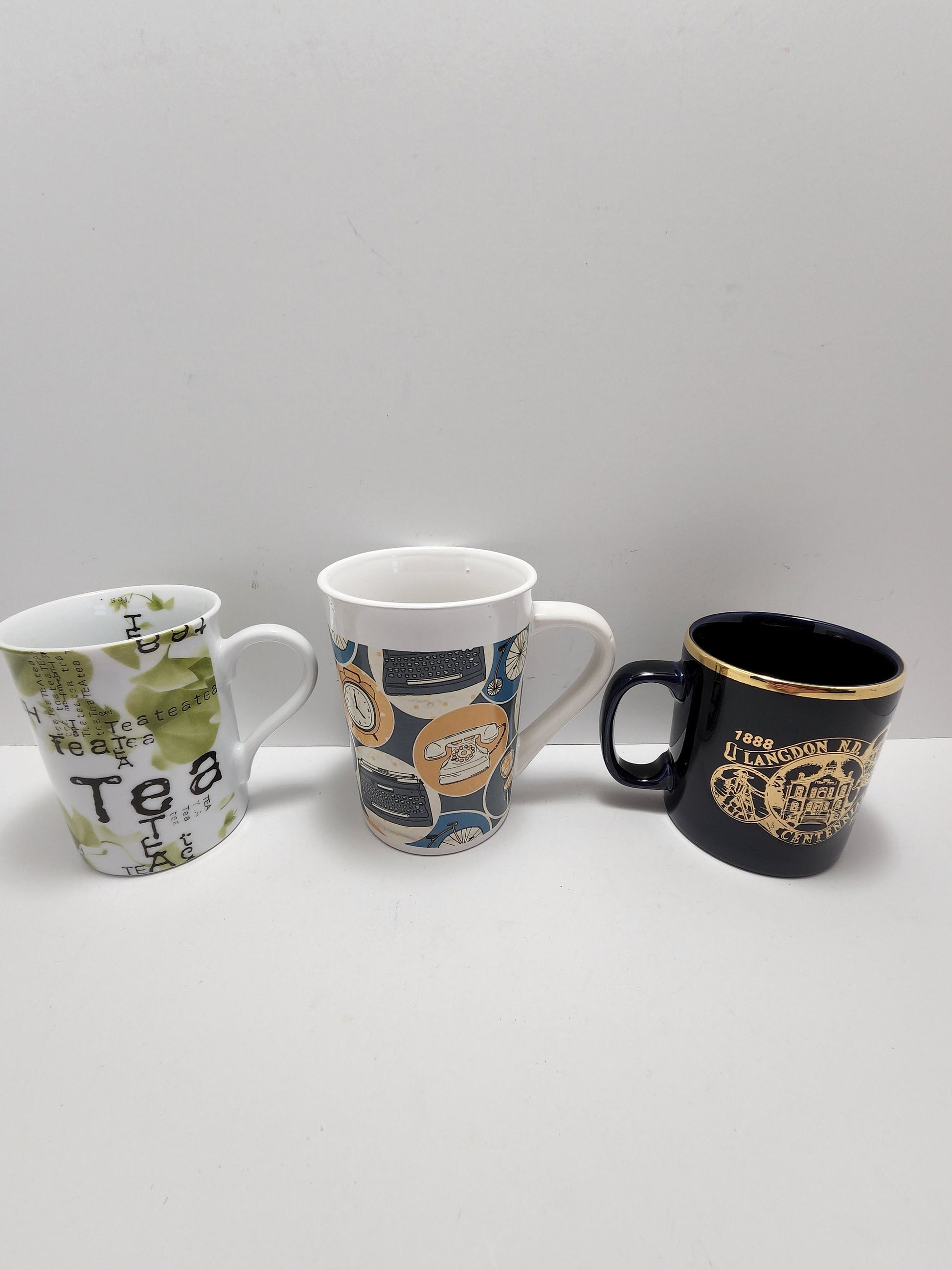 Coffee Mugs - Mugs - Drinkware - Vintage Mugs - Centennial - StaffordShire - England - England Mug - Telephone - Typewriter - Tea