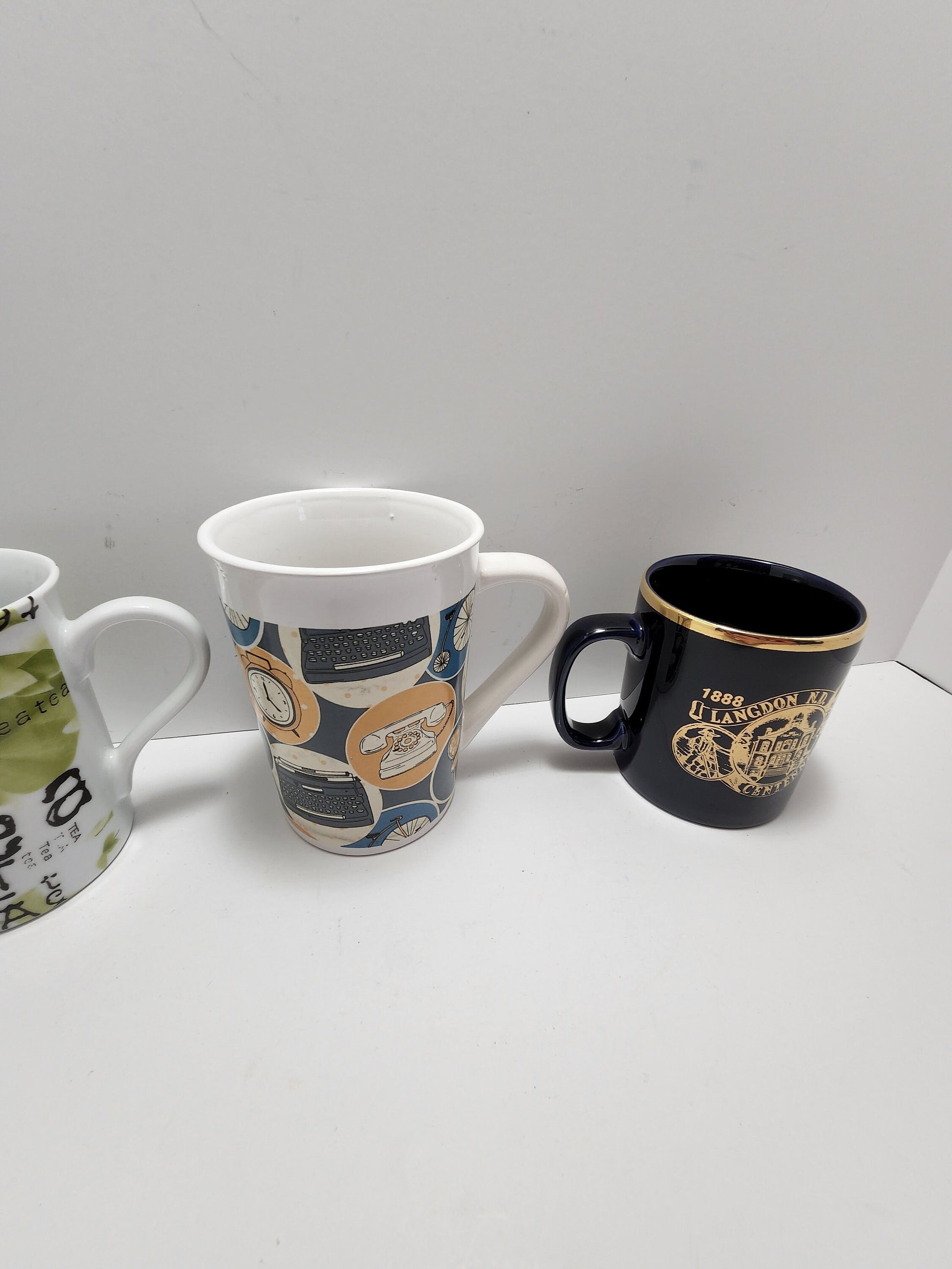 Coffee Mugs - Mugs - Drinkware - Vintage Mugs - Centennial - StaffordShire - England - England Mug - Telephone - Typewriter - Tea