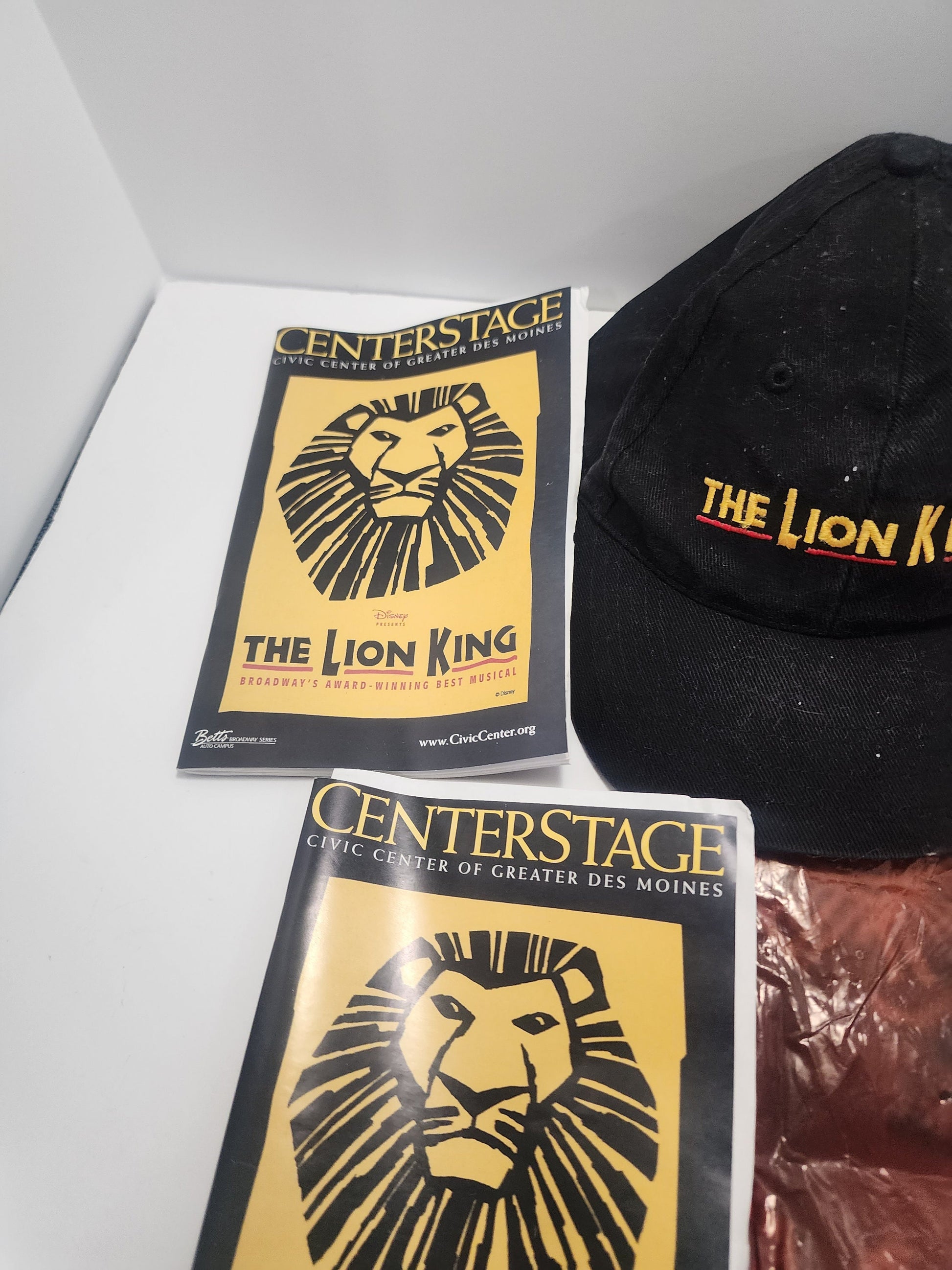 Disney Vintage The Lion King Musical Disney On Ice Hat Bag and Schedule - Disney On Ice - Disney Musical - The Lion King - Lion King